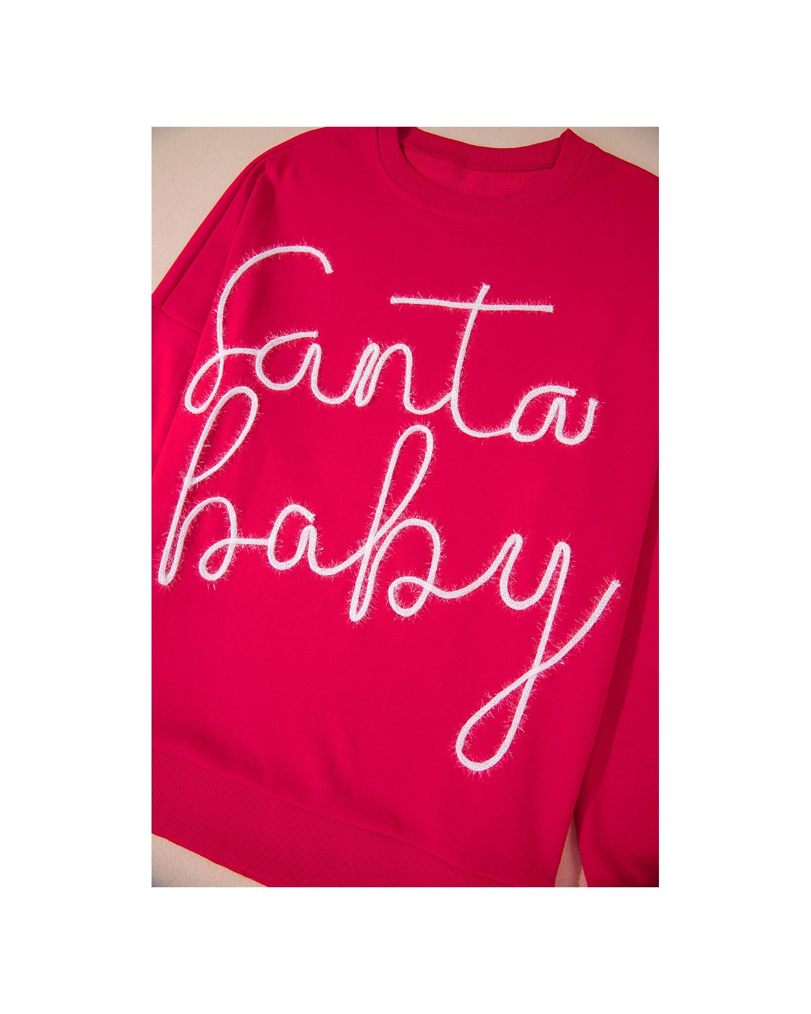 Fiery Red Christmas Santa Baby Tinsel Graphic Sweatshirt - XL