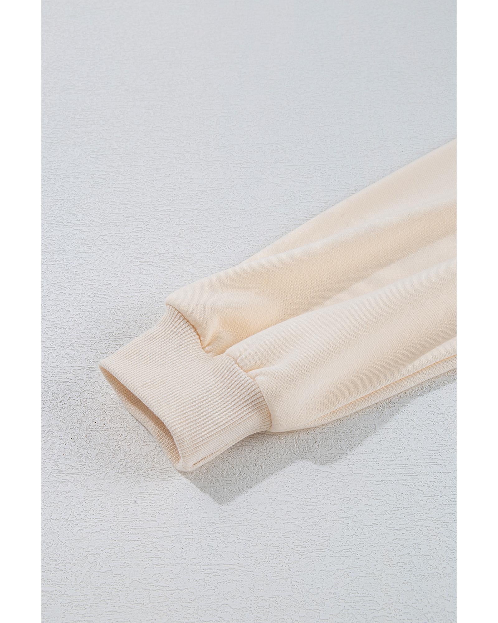 Beige Pom-Pom Christmas Tree Pattern O Neck Sweatshirt - L