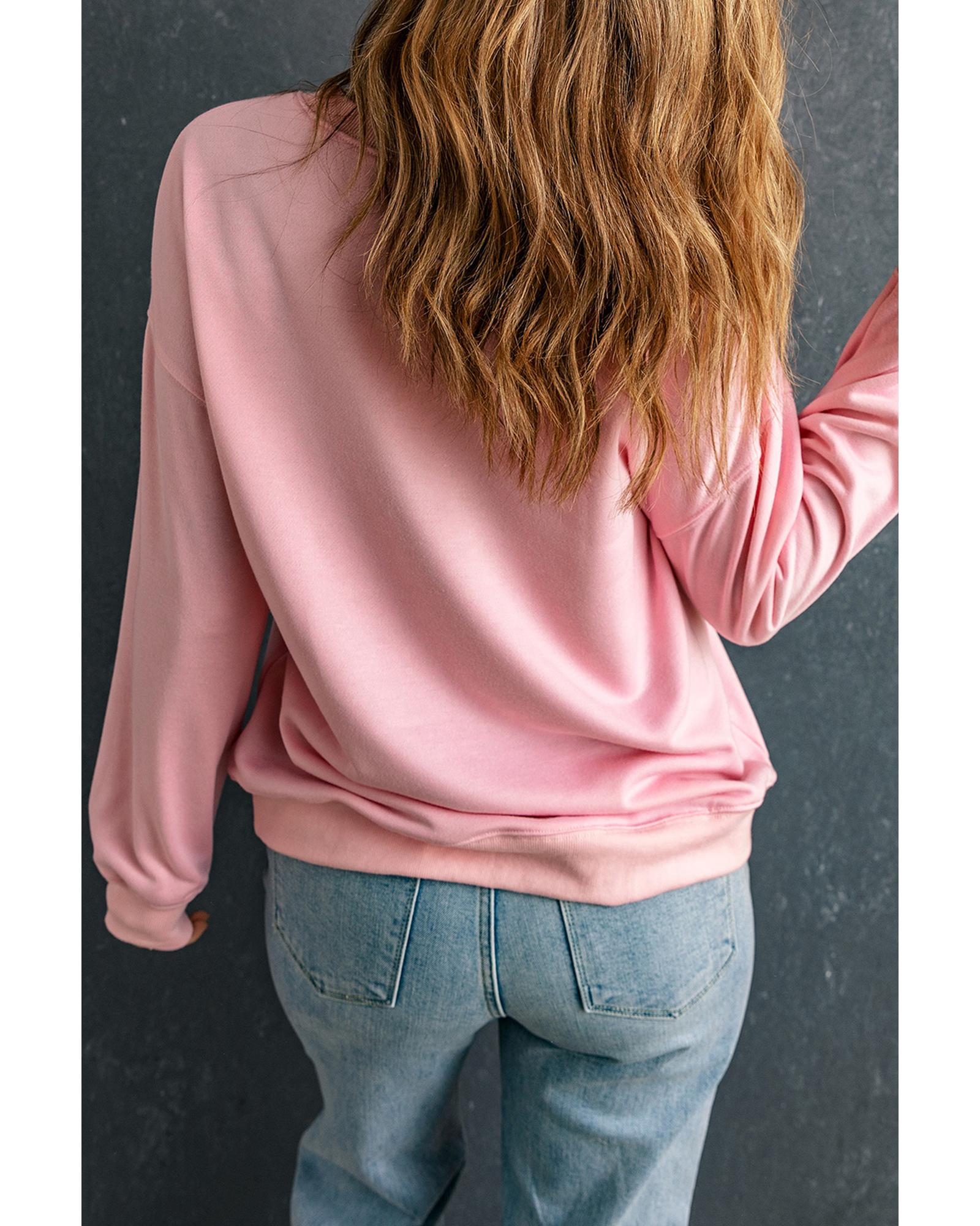 Pink Bold Christmas Claus Graphic Drop Shoulder Sweatshirt - 2XL