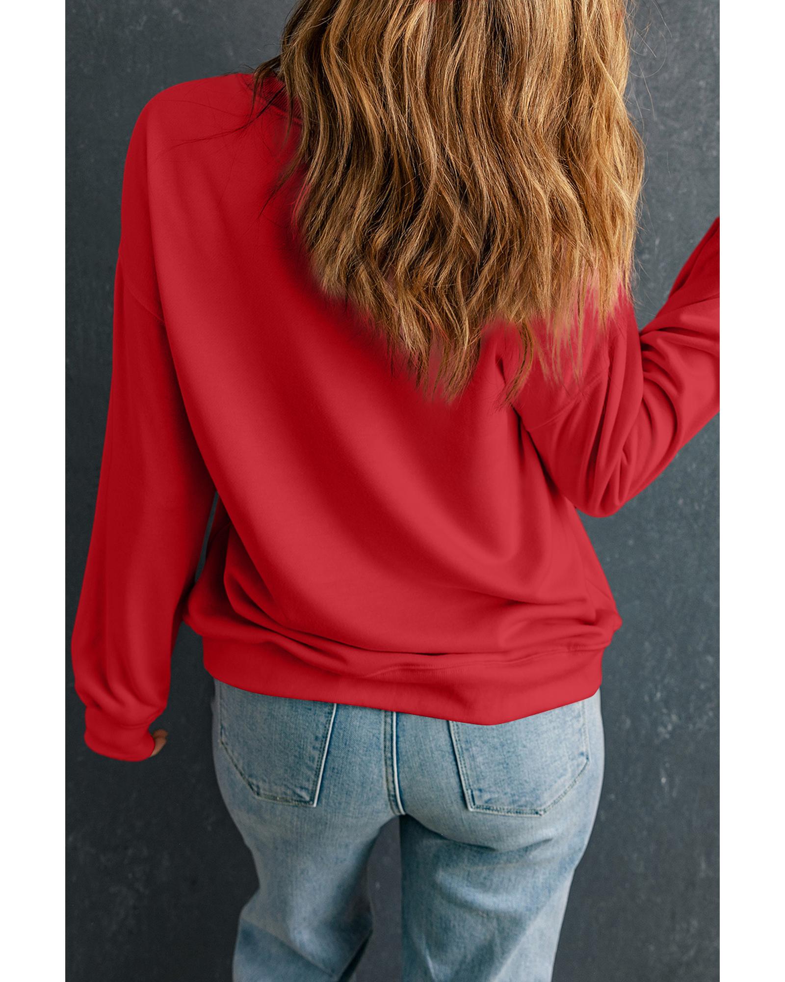 Red HOLLY JOLLY VIBES Graphic Crewneck Christmas Sweatshirt - L