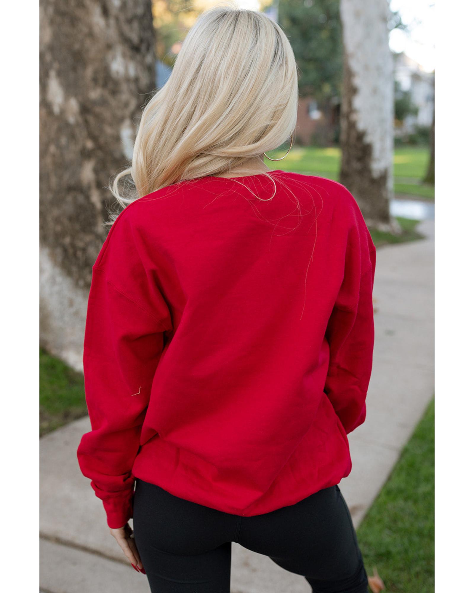 Red SANTA BABY Embroidered Crewneck Christmas Sweatshirt - S