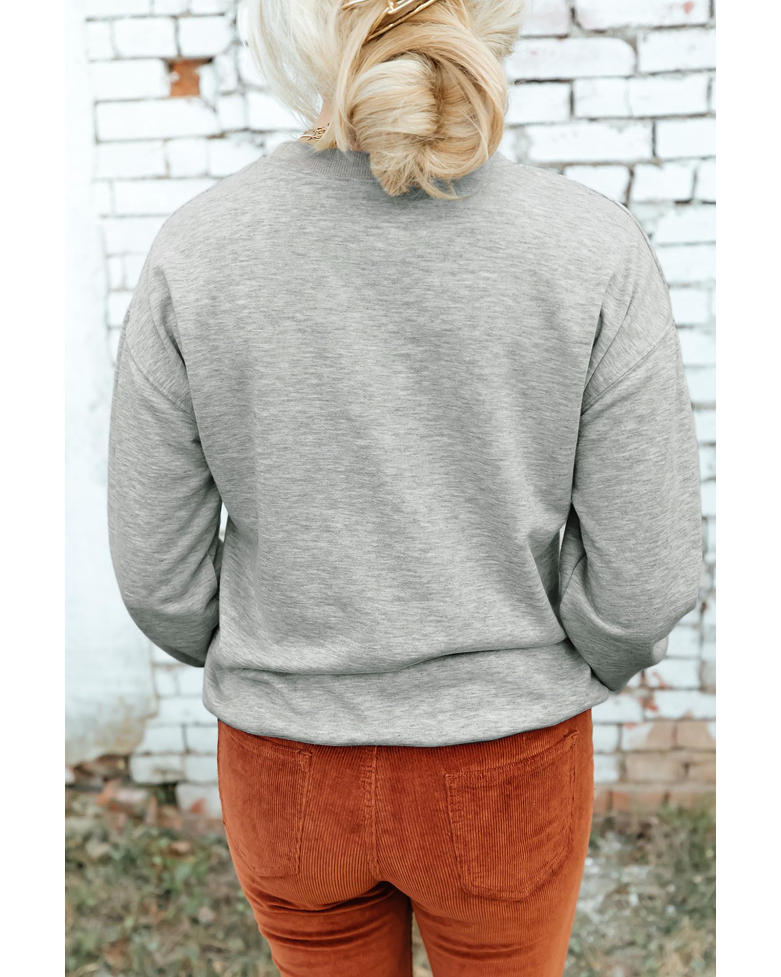 Gray Disco Ball Bowknot Pumpkin Graphic Crewneck Sweatshirt - 2XL