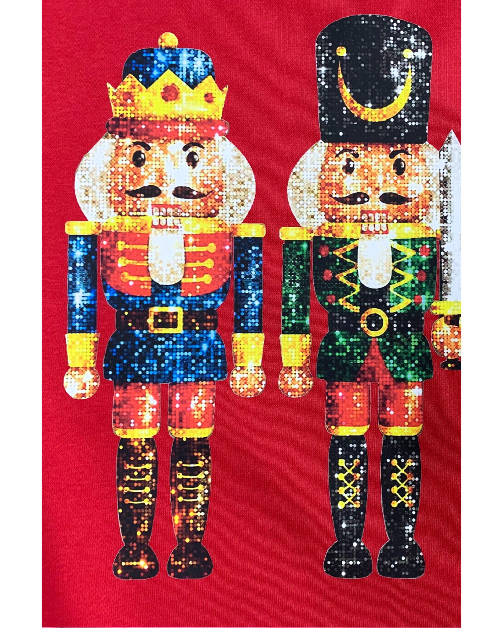Red Christmas Metallic Nutcracker Graphic Crew Neck Sweatshirt - M