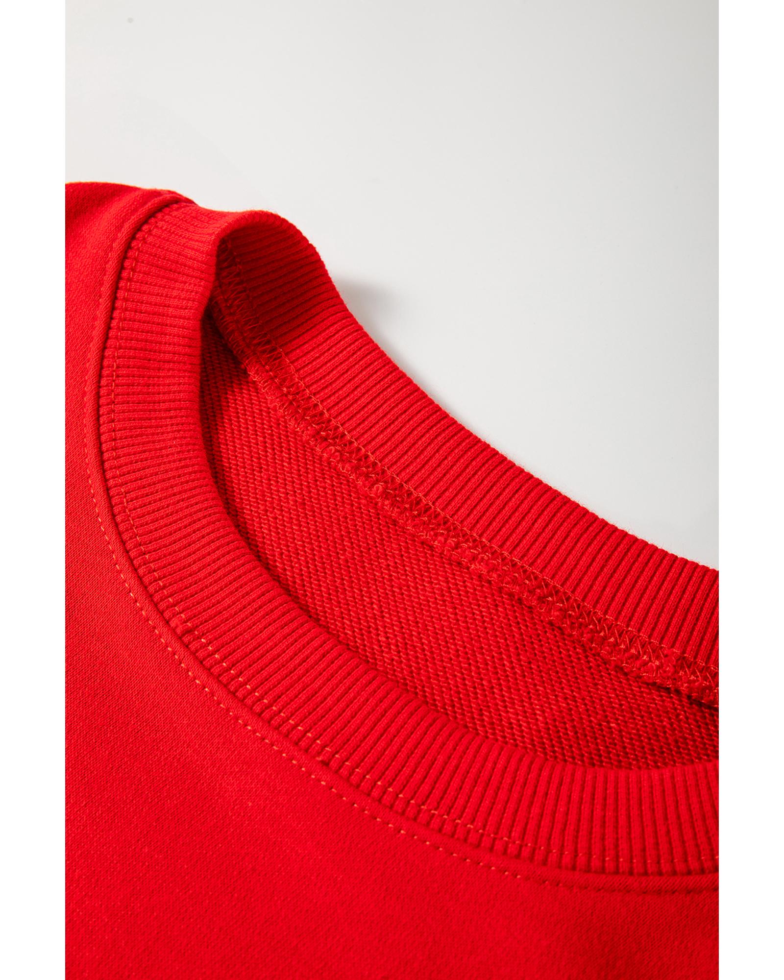 Red Sequin Christmas Tree Graphic Drop Shoulder Sweatshirt - L