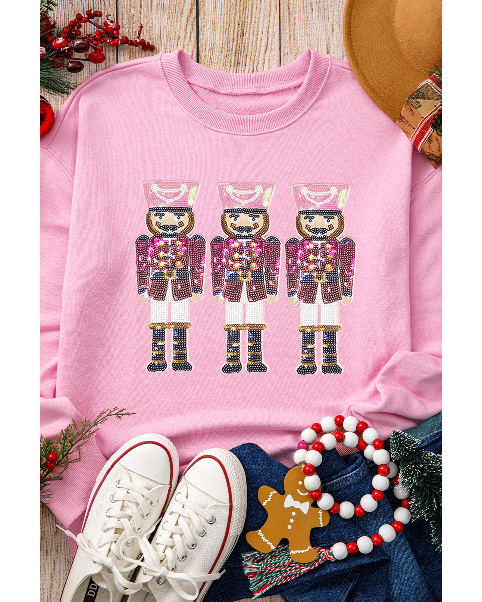 Pink Christmas Nutcracker Graphic Pullover Sweatshirt - 2XL