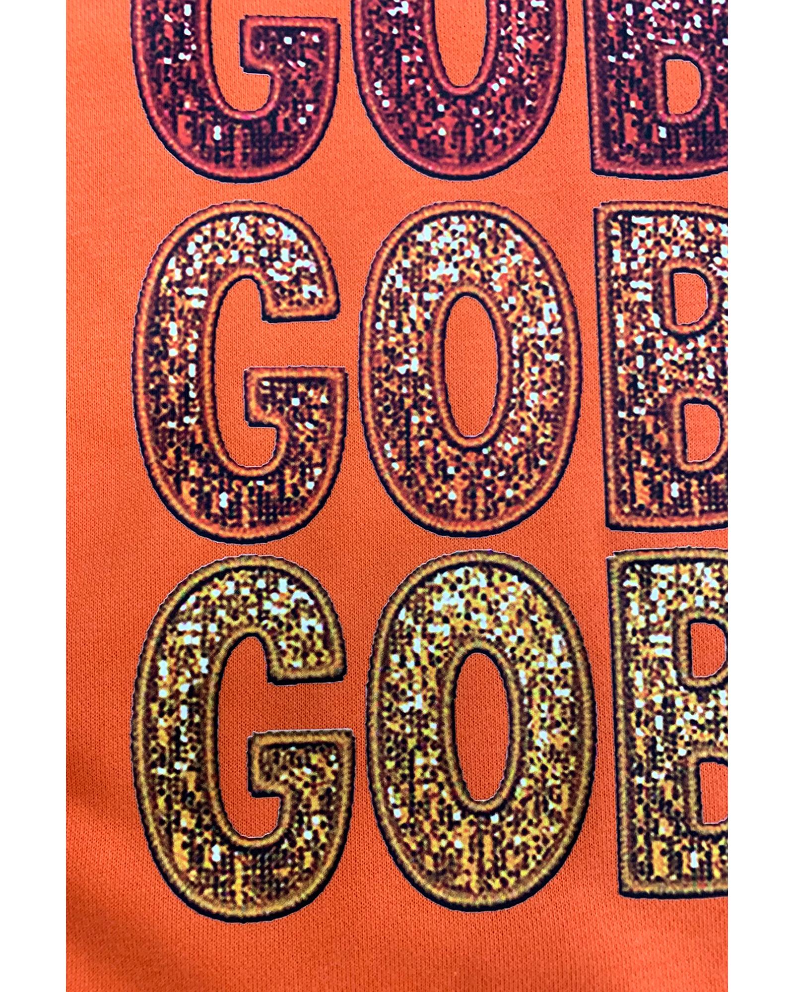 Orange Thanksgiving GOBBLE Print Round Neck Pullover Sweatshirt - L