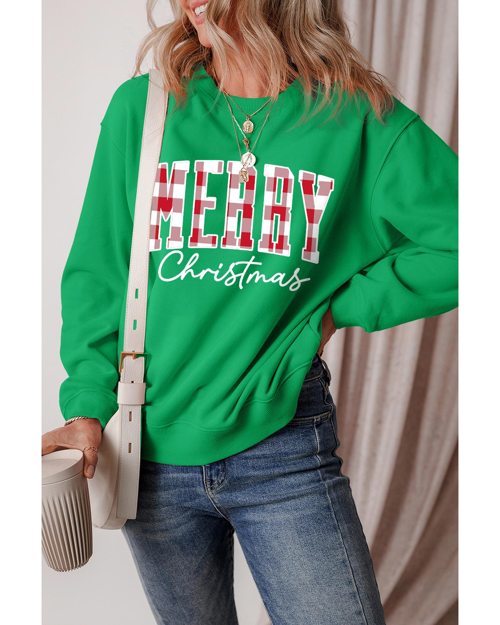 Dark Green Merry Christmas Heat Transfer Graphic Sweatshirt - 2XL
