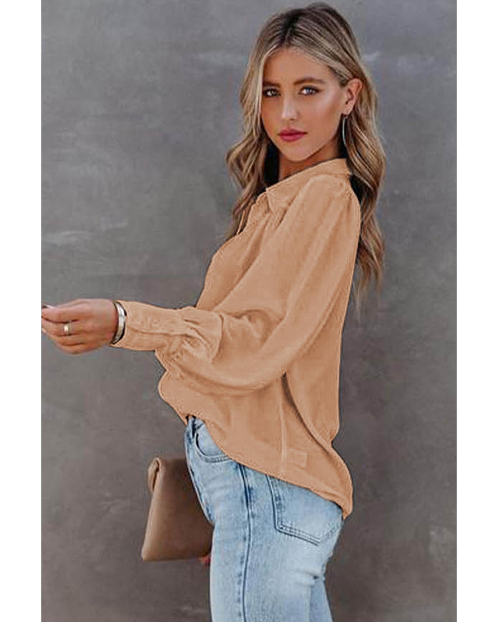 Azura Exchange Button-up Loose Long Sleeve Shirt - 2XL