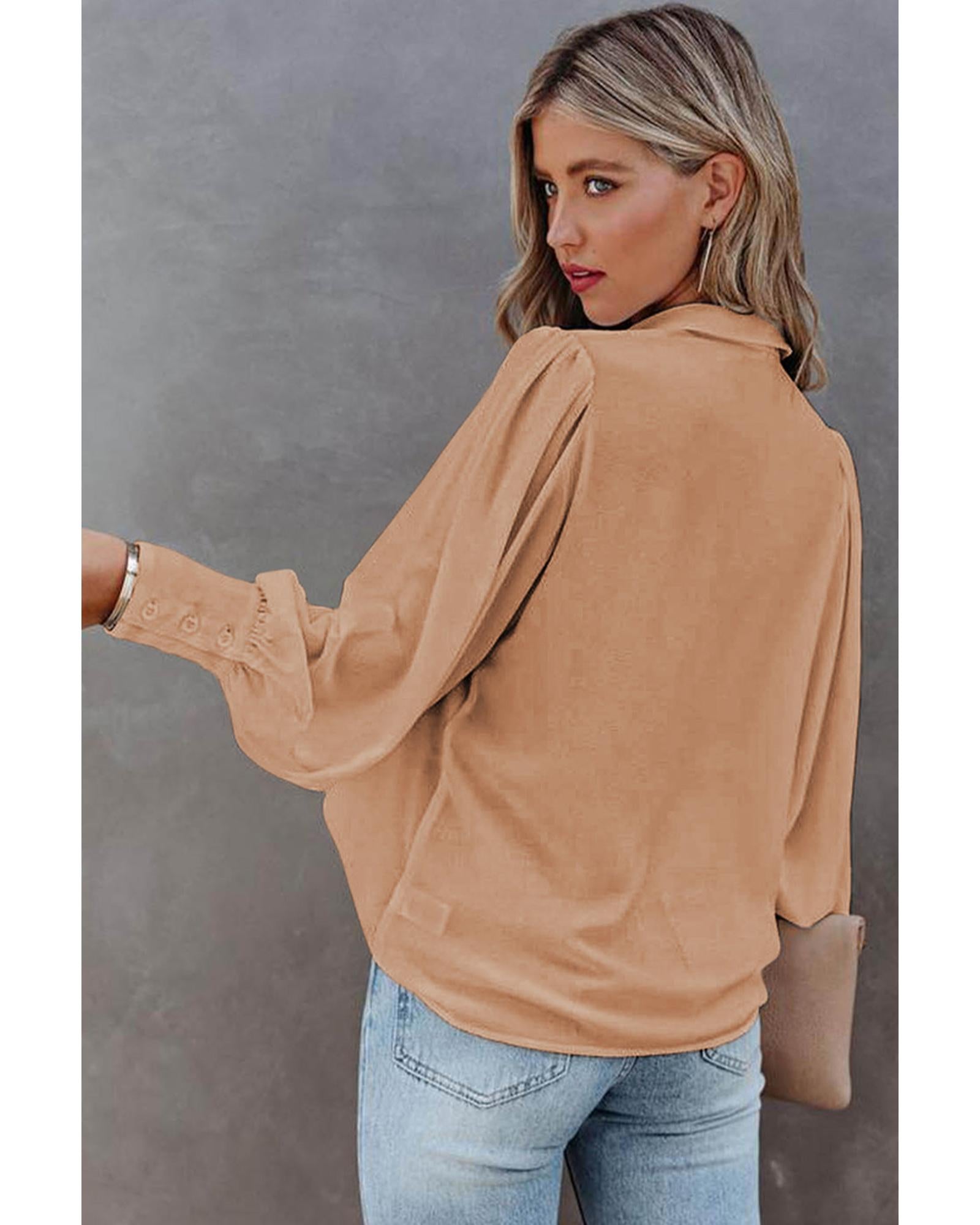 Azura Exchange Button-up Loose Long Sleeve Shirt - M