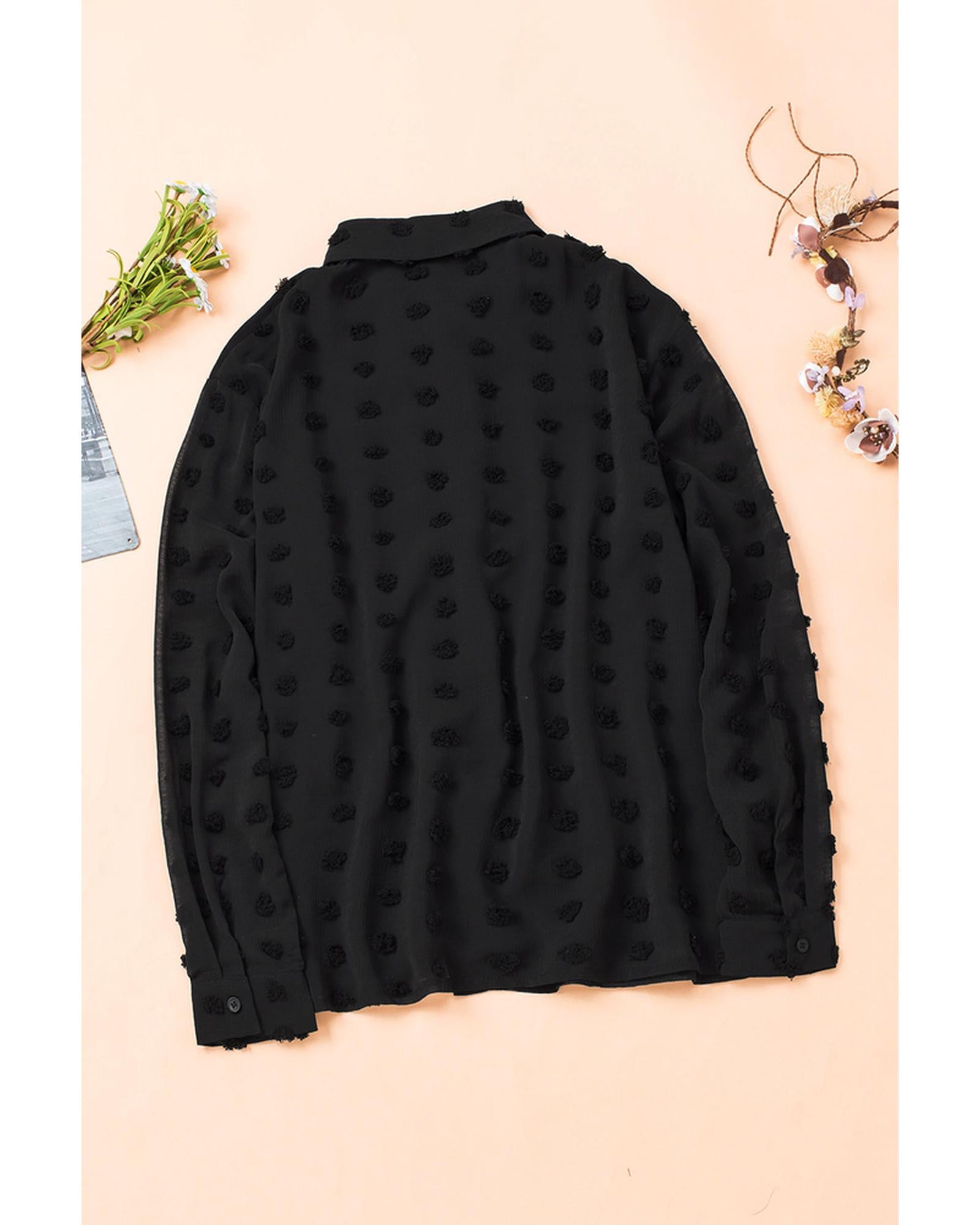 Azura Exchange Polka Dot Long Sleeve Button Shirt - L