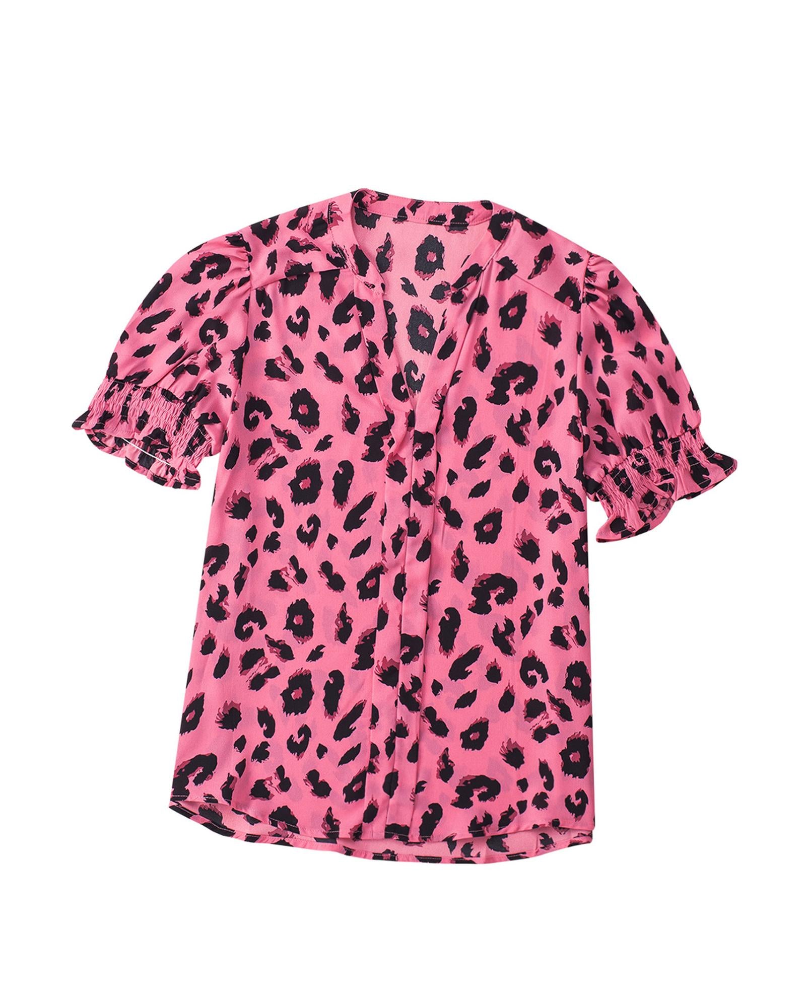 Azura Exchange Leopard Bubble Sleeve Blouse - M