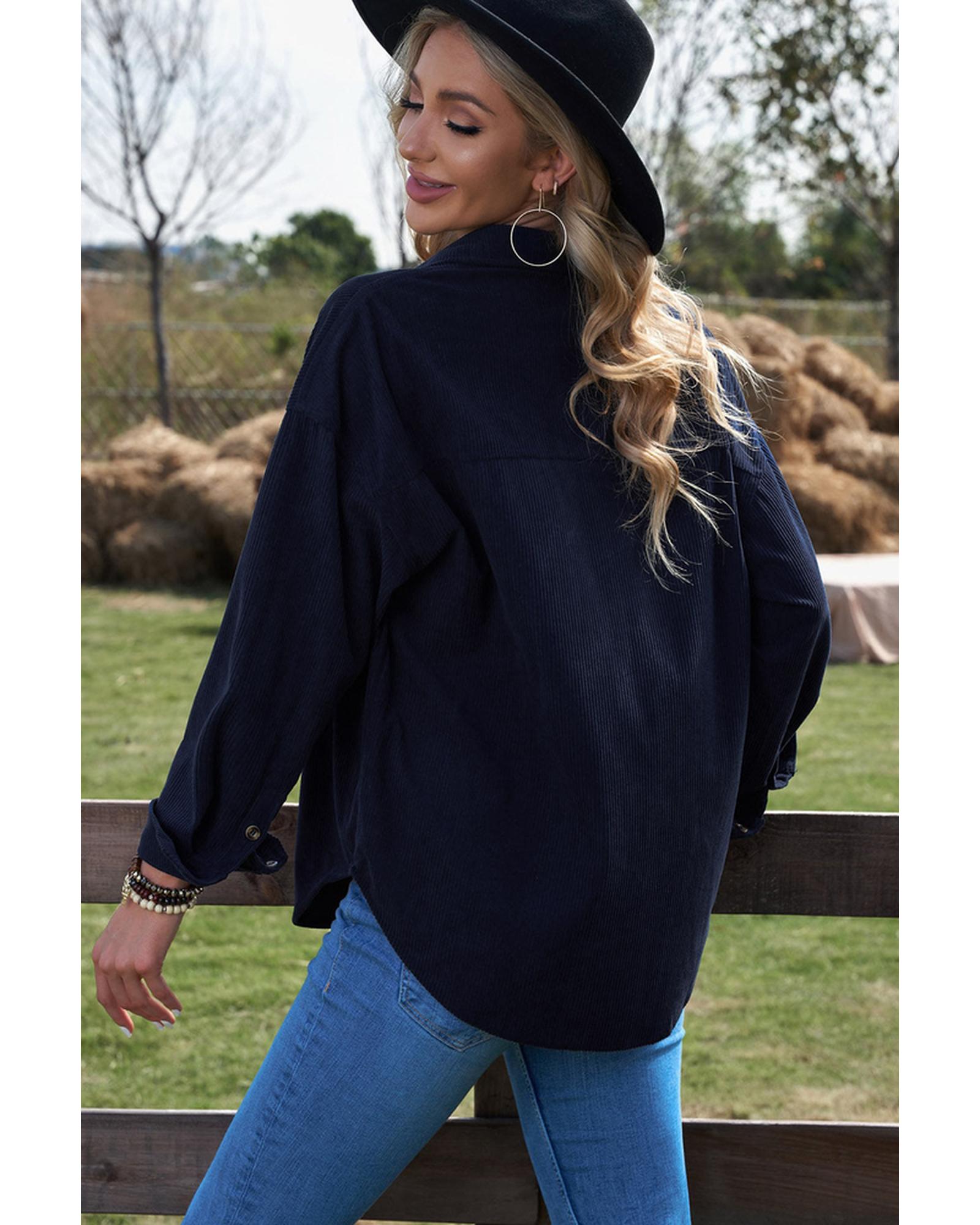 Azura Exchange Corduroy Button Pocket Shirt - XL