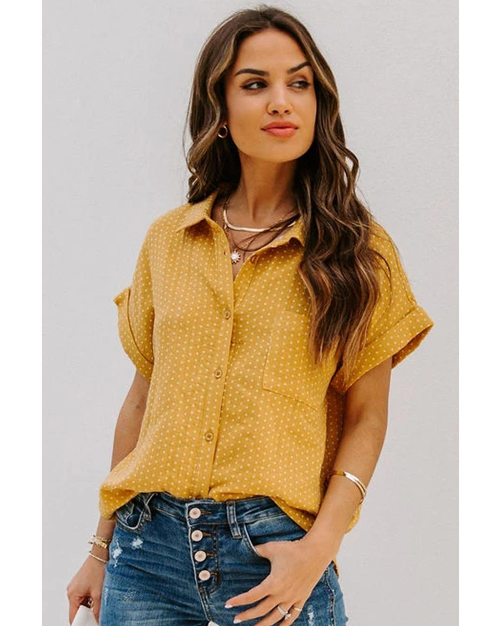 Azura Exchange Polka Dot Print Shirt - L