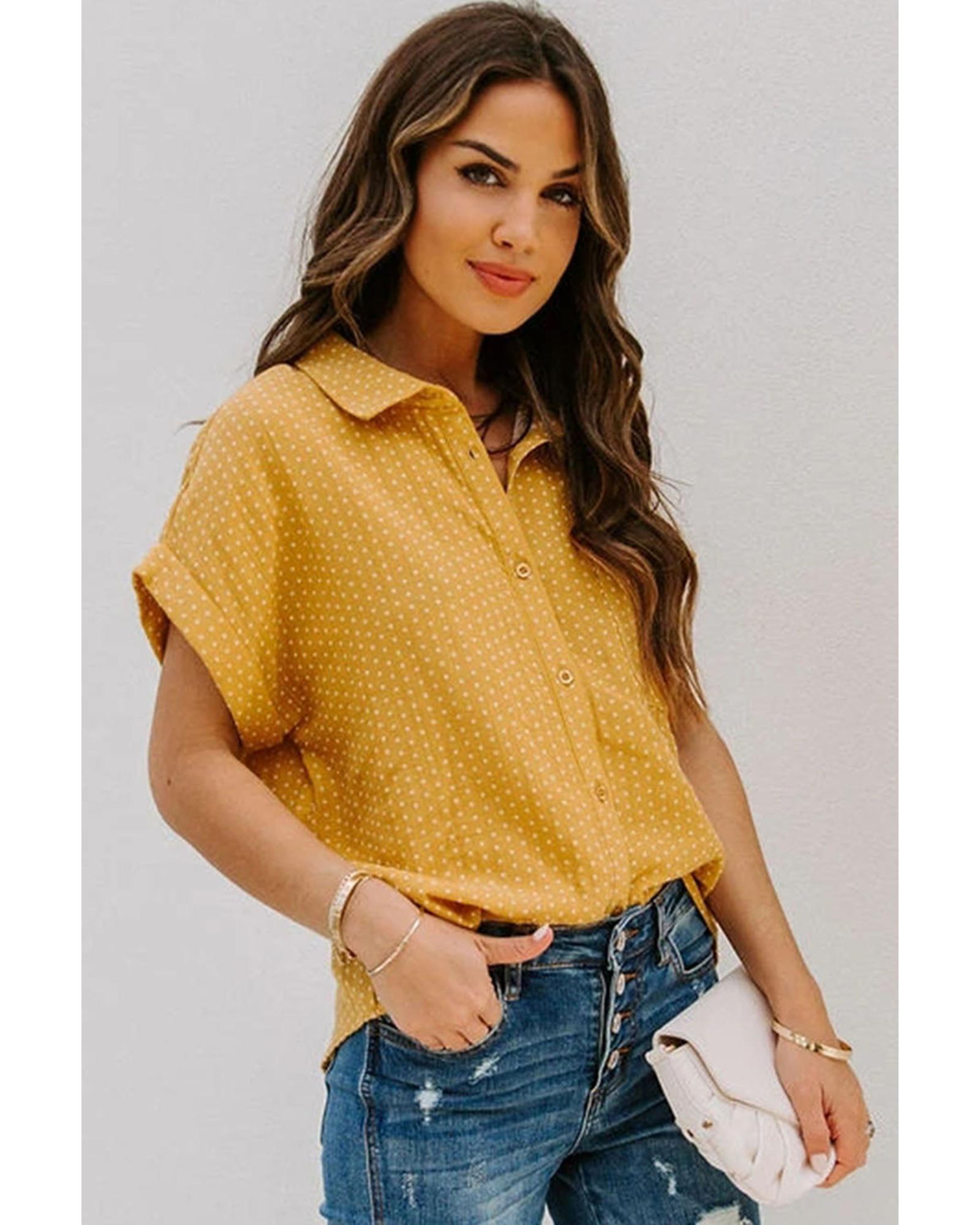 Azura Exchange Polka Dot Print Shirt - L