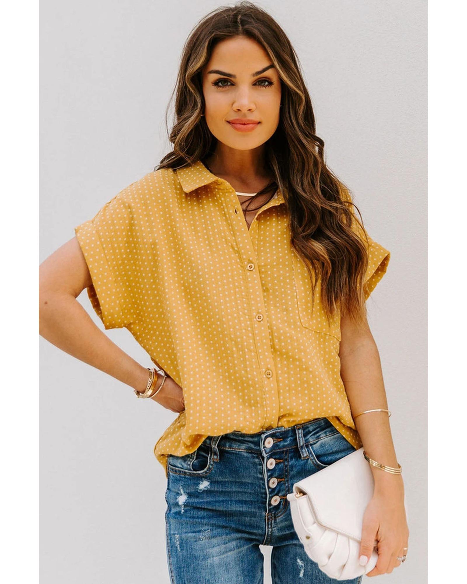 Azura Exchange Polka Dot Print Shirt - L