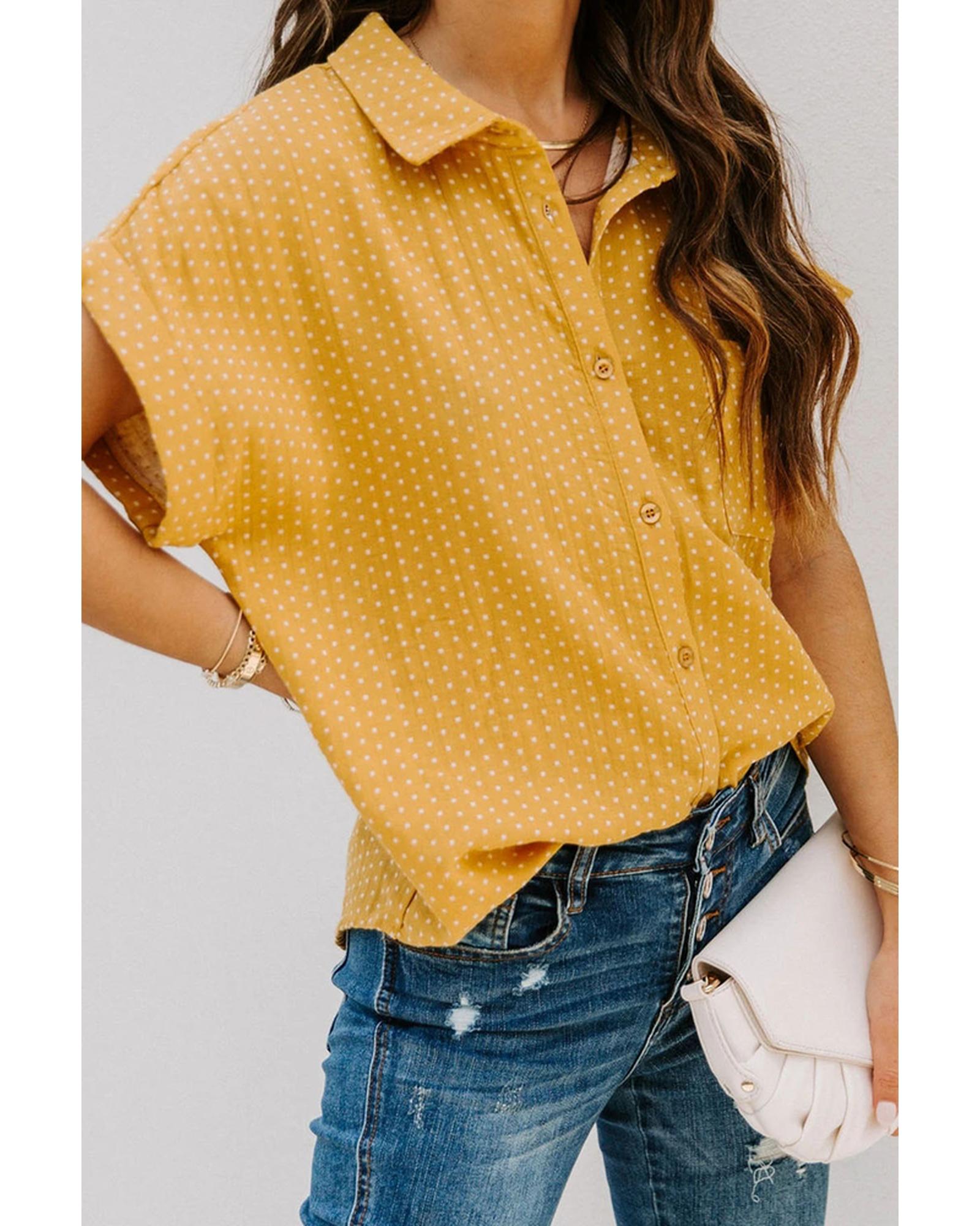 Azura Exchange Polka Dot Print Shirt - L