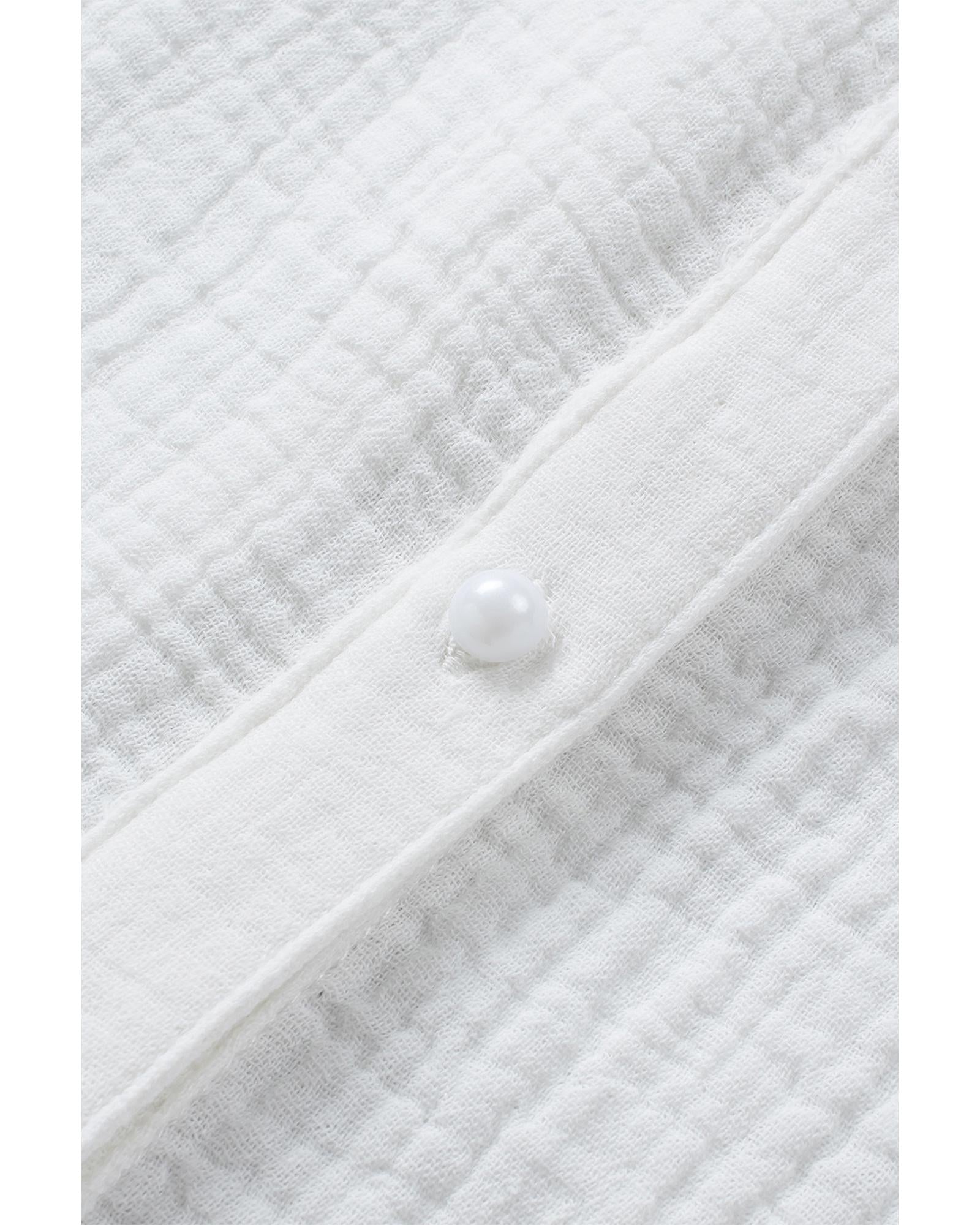 Azura Exchange Textured Sleeveless Shirt with Floral Lace Crochet - L