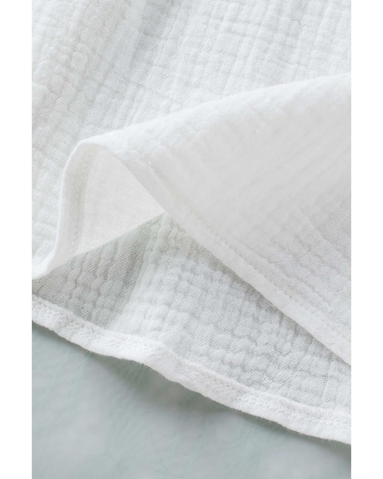 Azura Exchange Textured Sleeveless Shirt with Floral Lace Crochet - L