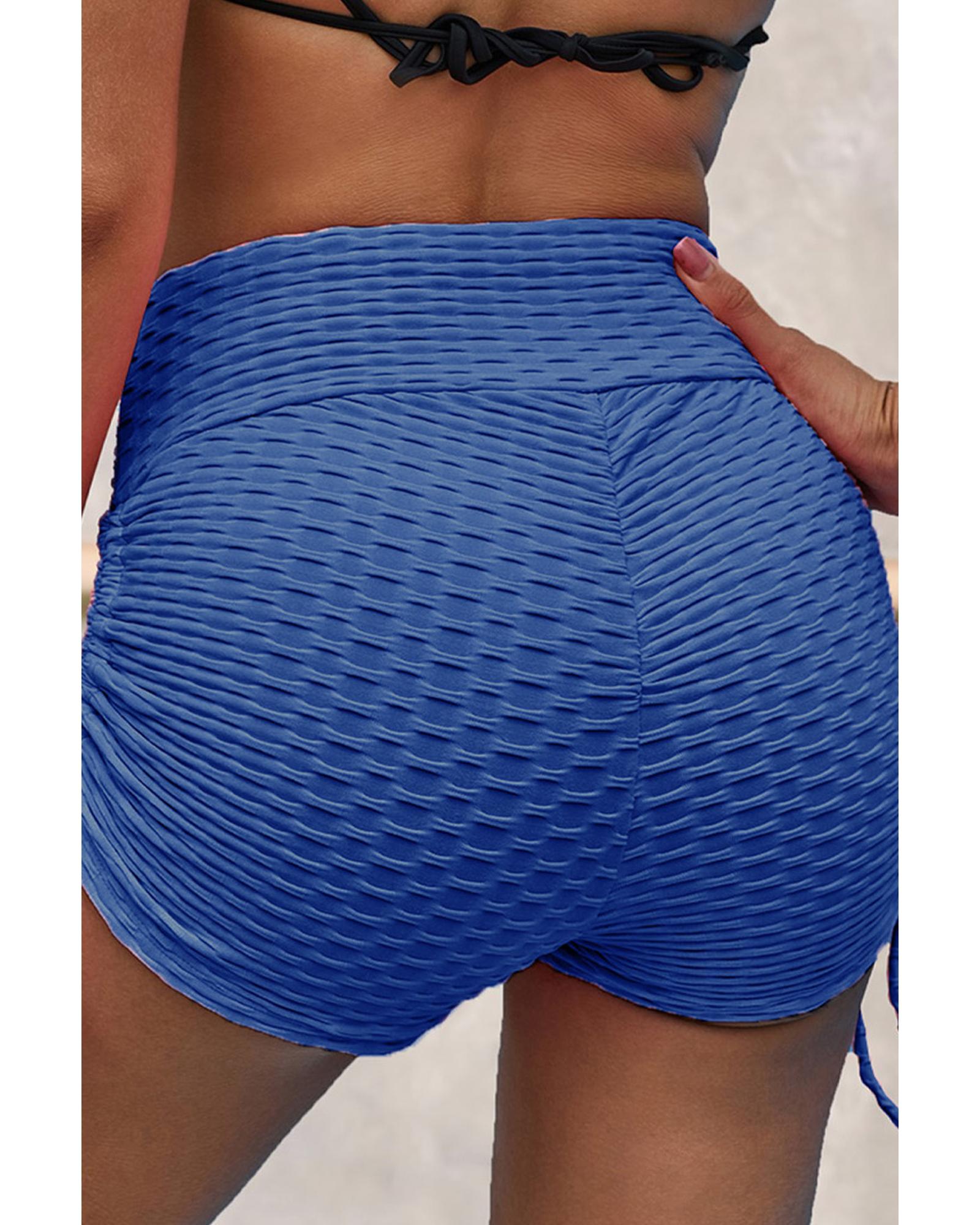 Blue Butt Lifting High Waist Yoga Shorts - S