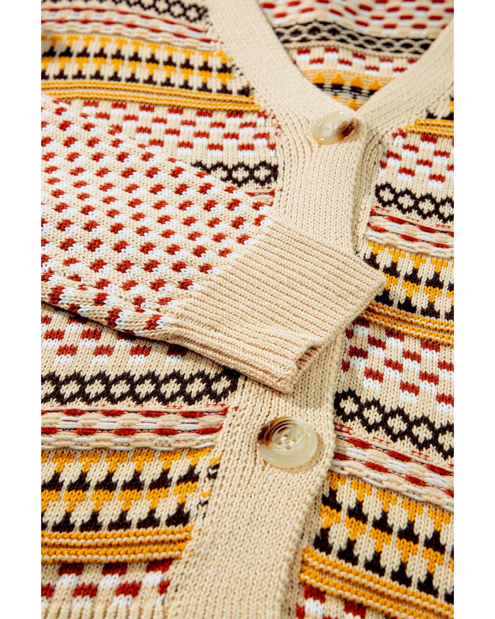 Khaki Buttoned V Neck Cropped Cardigan - S