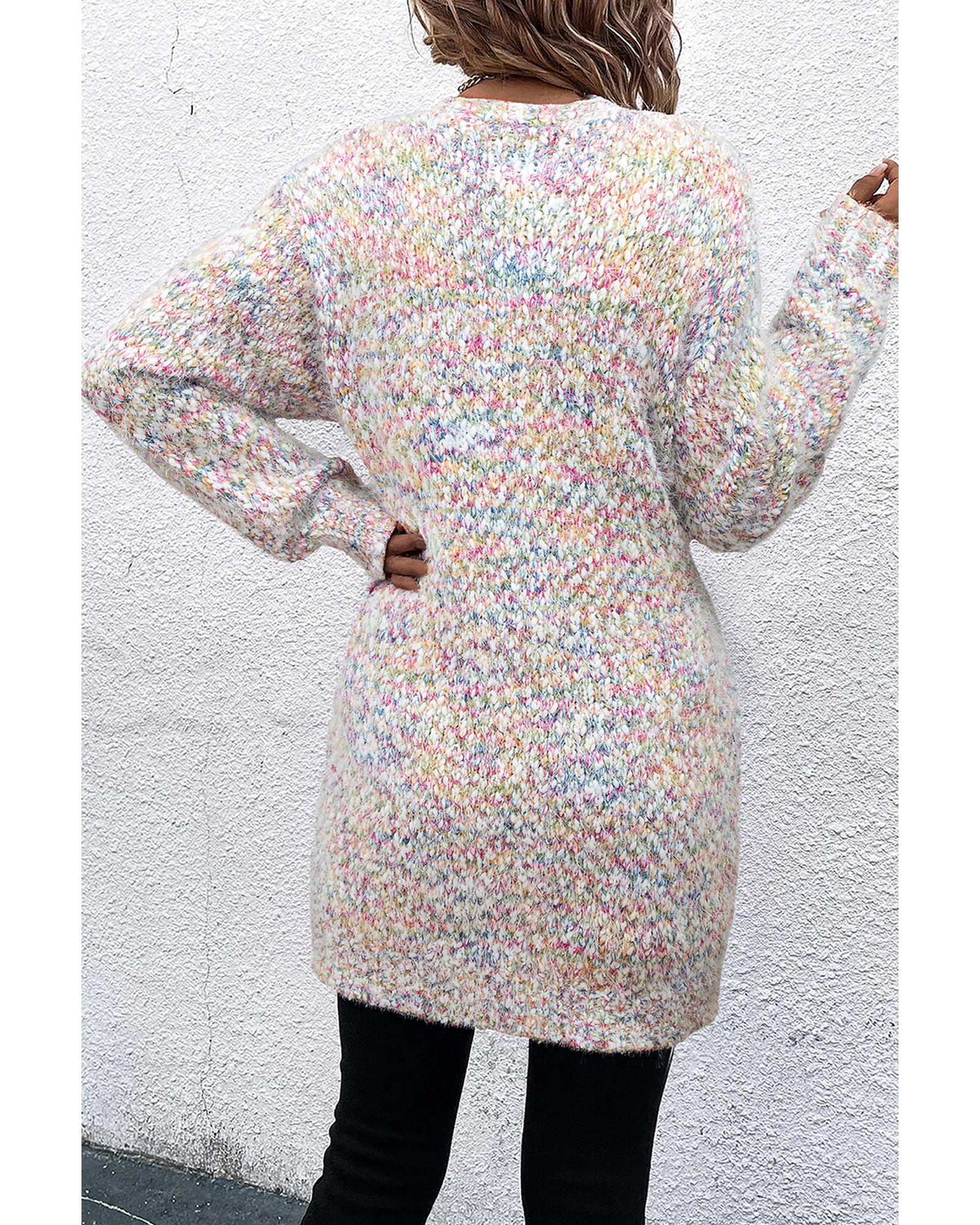 Yellow Multicolor Confetti Open Front Knit Cardigan - XL