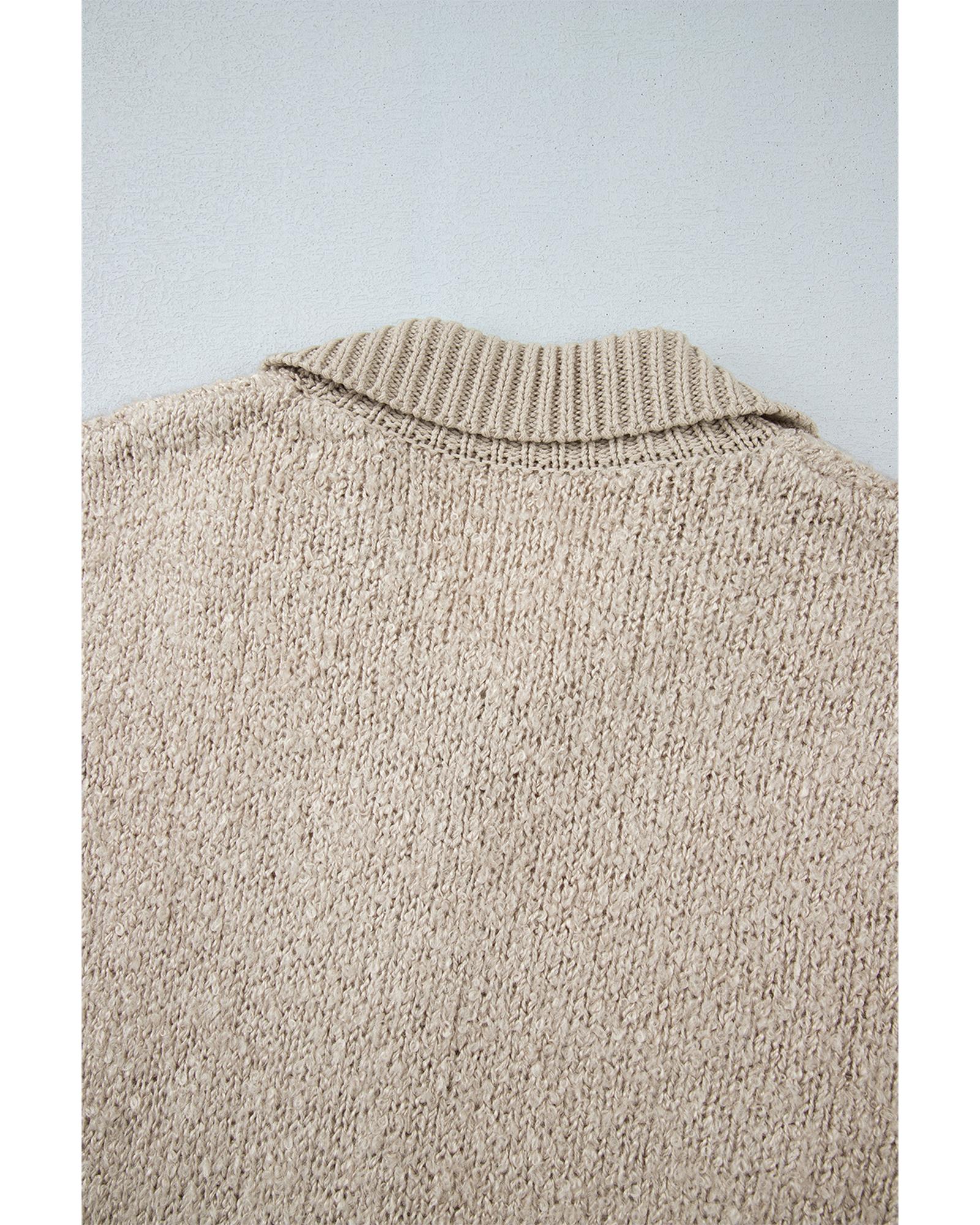 Jet Stream Collared Drop Shoulder Button Up Cardigan with Pocket - S