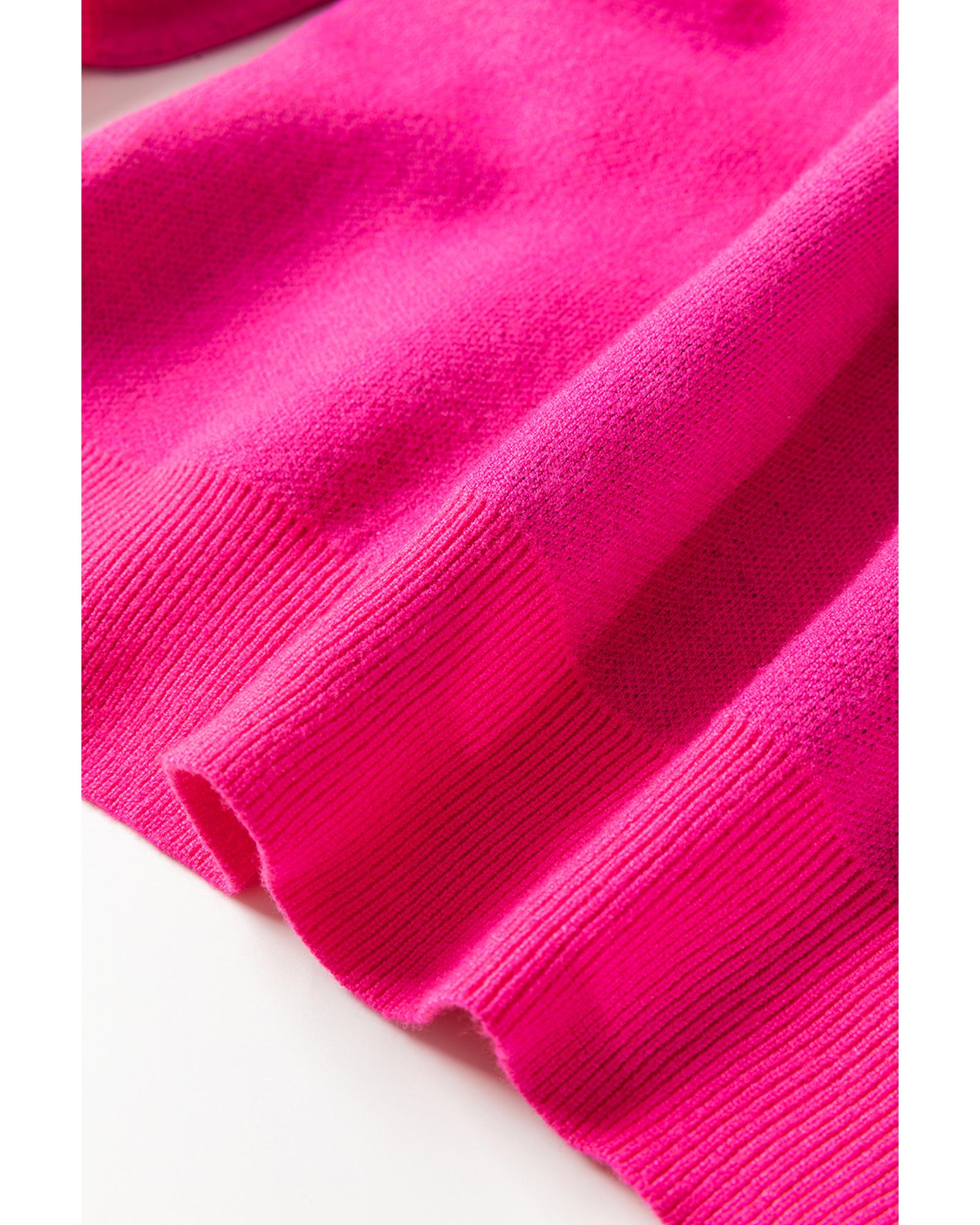 Rose Red YEEHAW Cowboy Hat Drop Shoulder Oversized Sweater - M