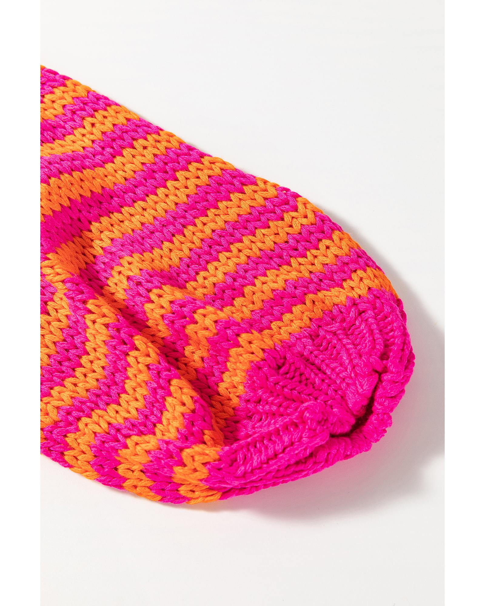 Rose Stripe 3/4 Puff Sleeve Drop Shoulder Sweater - M