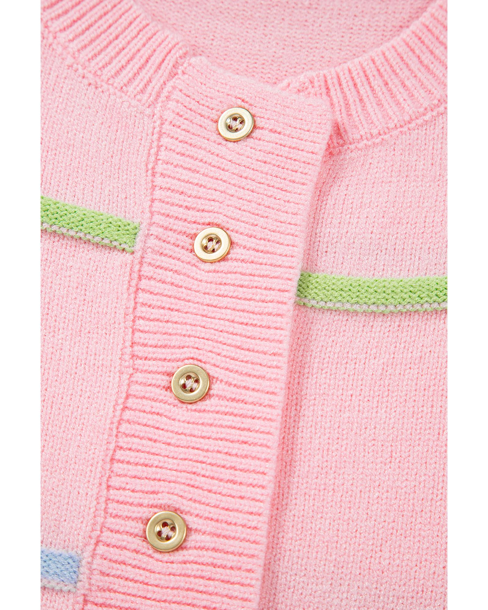 Pink Rainbow Stripes Drop Shoulder Baggy Henley Sweater - XL