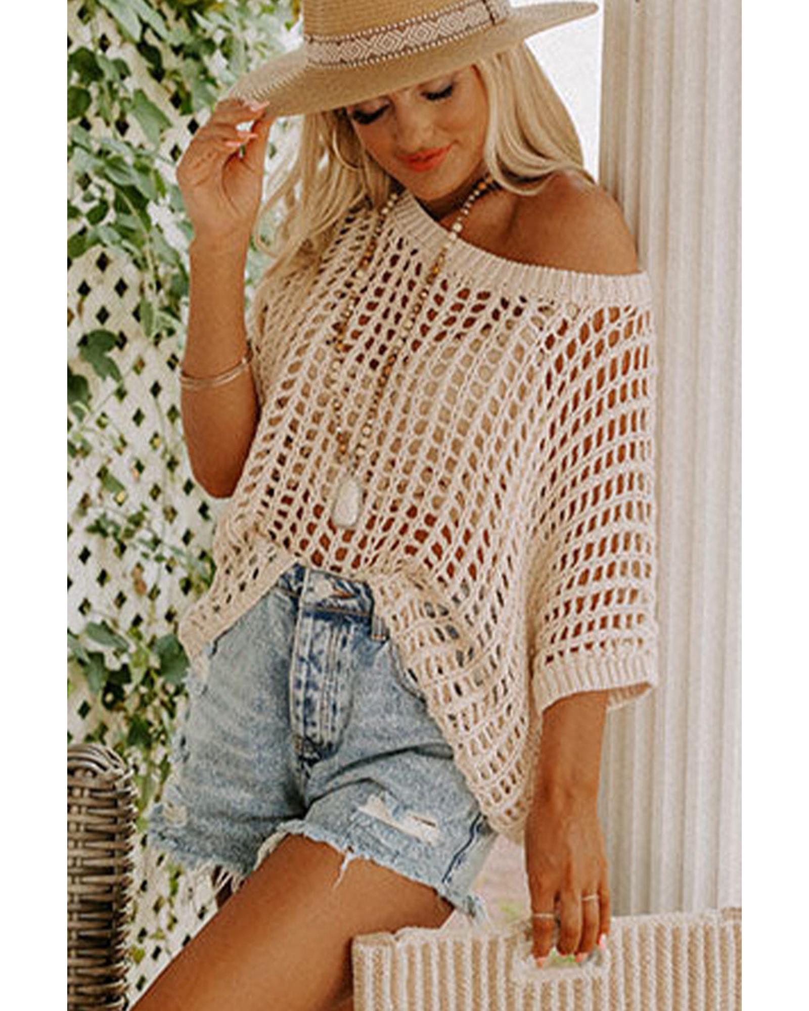 Azura Exchange Knit Ribbed Round Neck Short Sleeve Sweater Tee - S