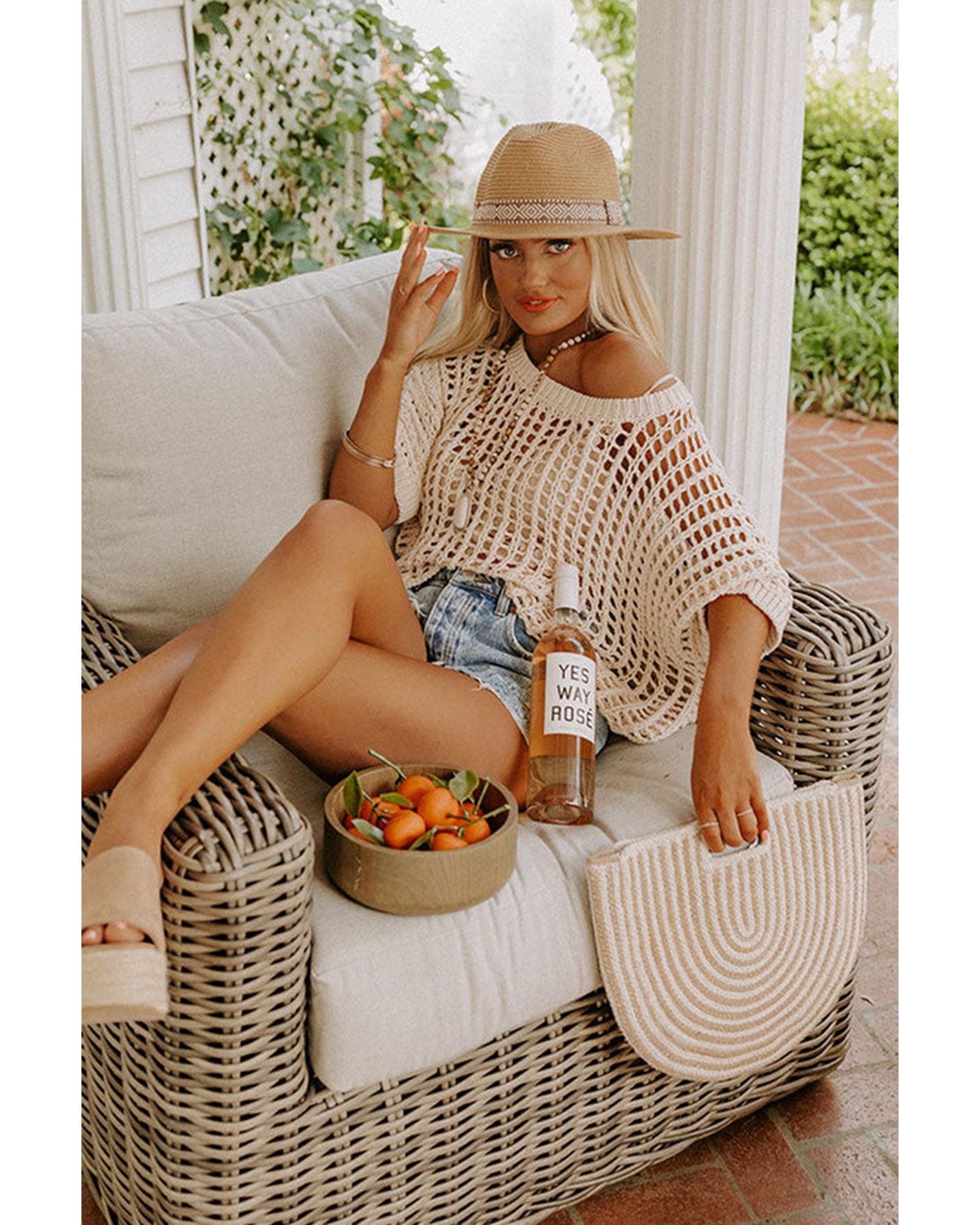 Azura Exchange Knit Ribbed Round Neck Short Sleeve Sweater Tee - S