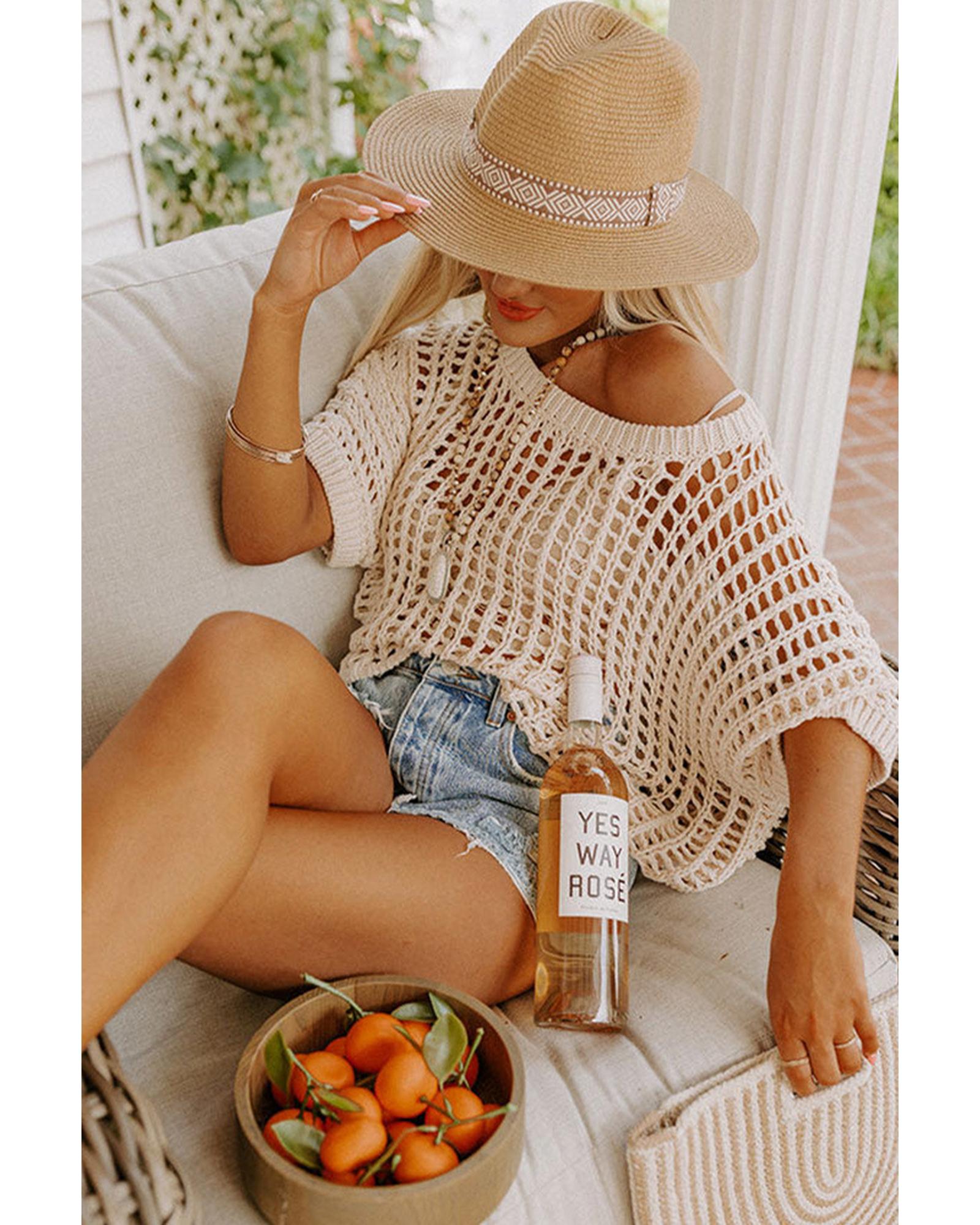 Azura Exchange Knit Ribbed Round Neck Short Sleeve Sweater Tee - S