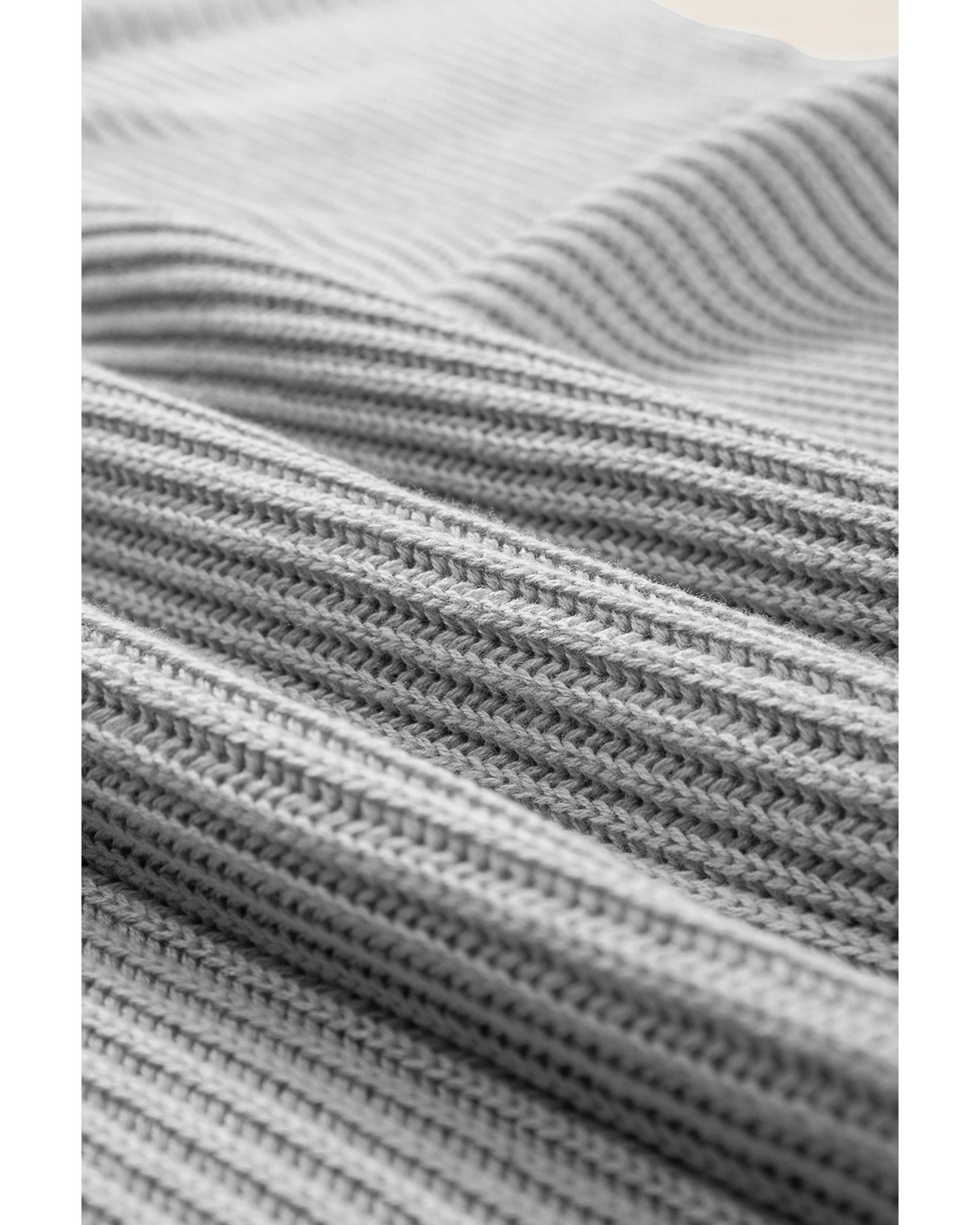 Gray Short Sleeve Side Slit Oversized Sweater - M