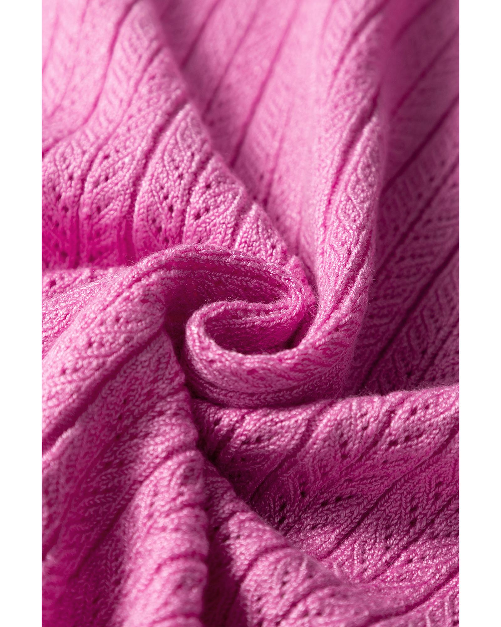 Phalaenopsis Textured Square Neck Half Sleeve Knitted Top - L