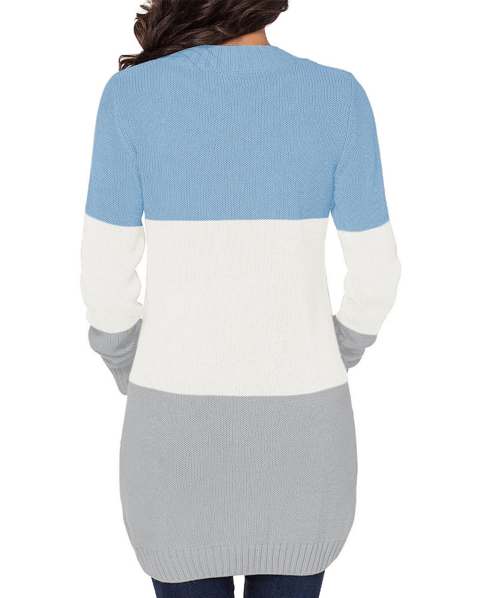 Blue Front Pocket and Buttons Closure Cardigan - S