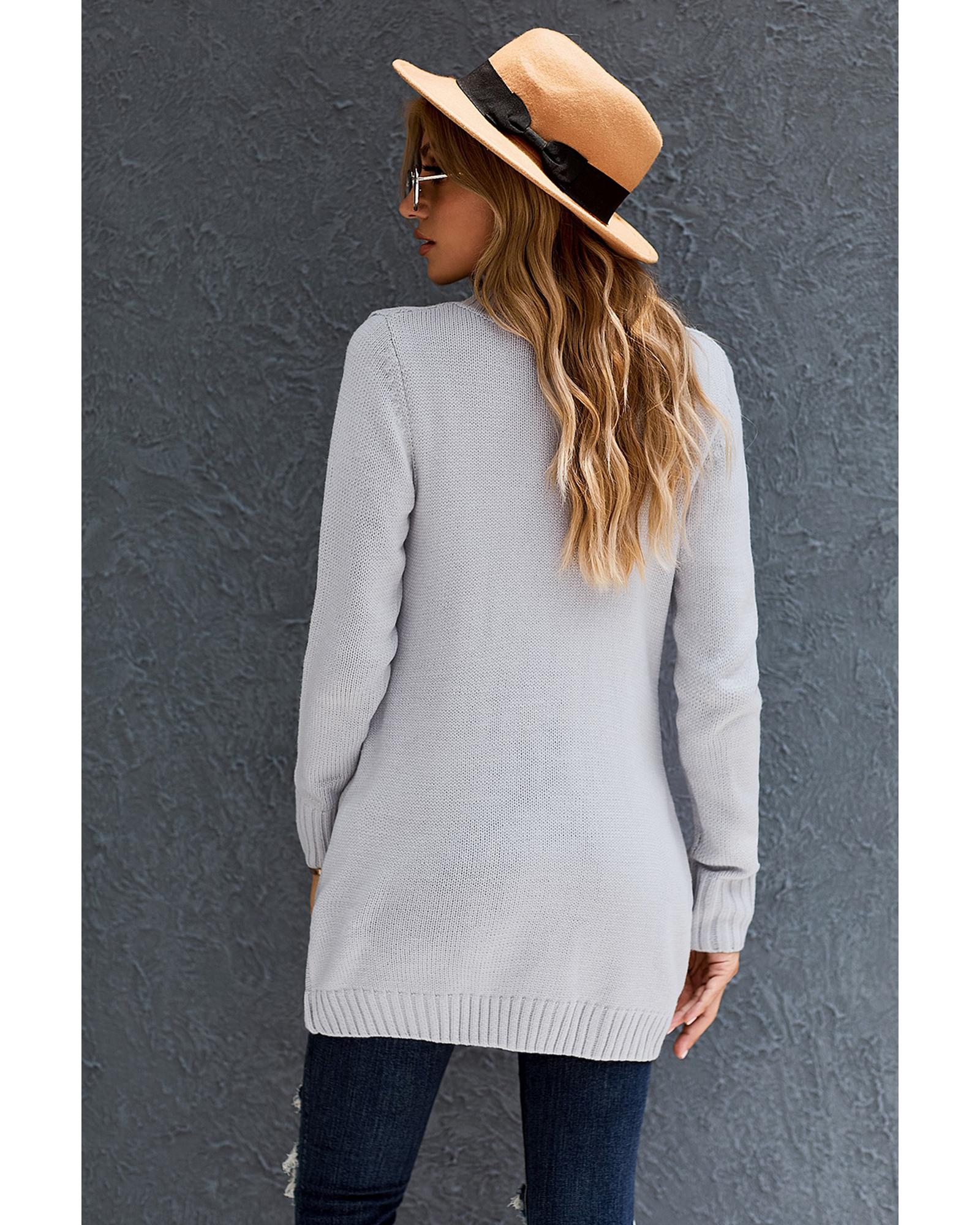 Gray Front Pocket and Buttons Closure Cardigan - XL