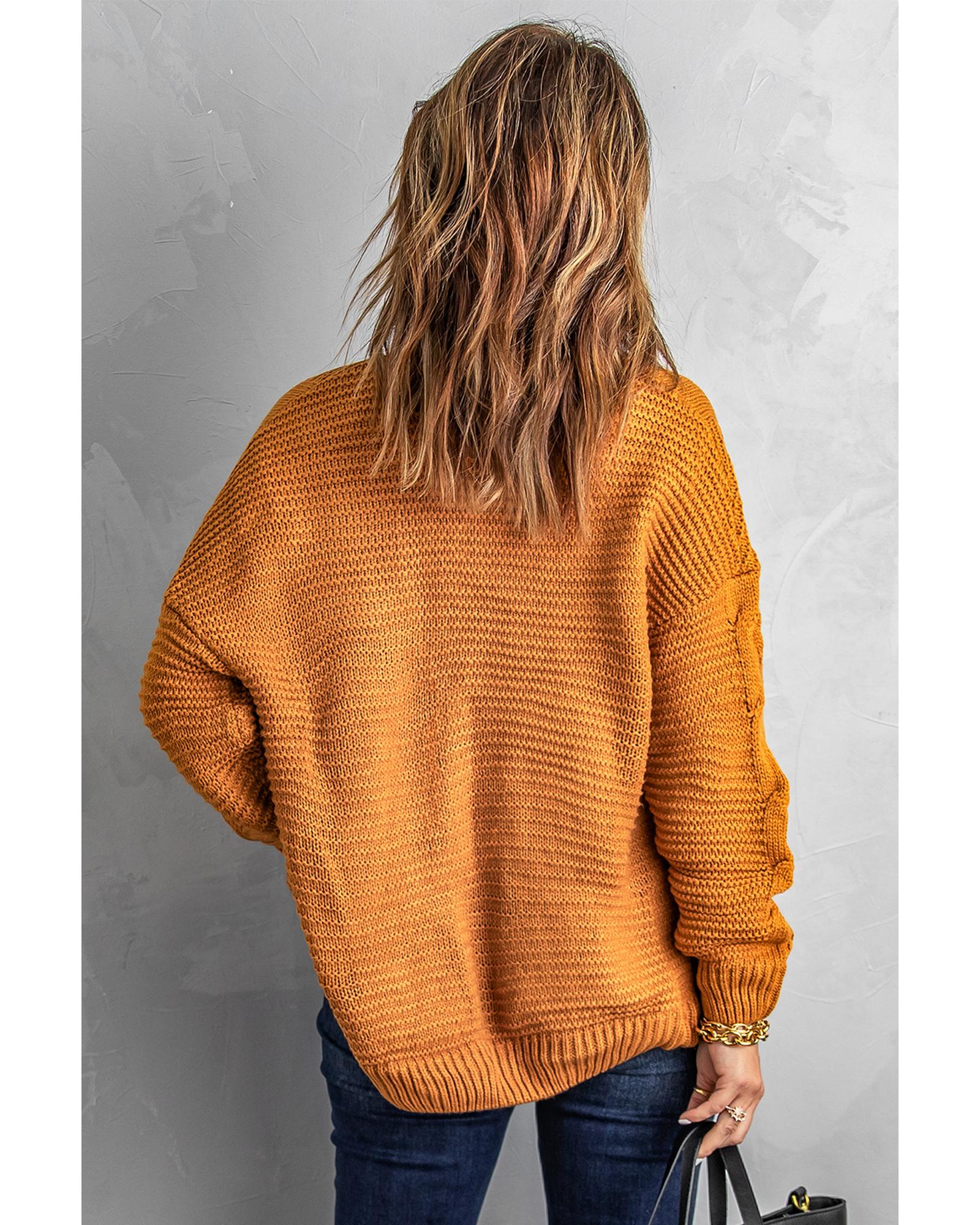 Khaki Chunky Wide Long Sleeve Knit Cardigan - L