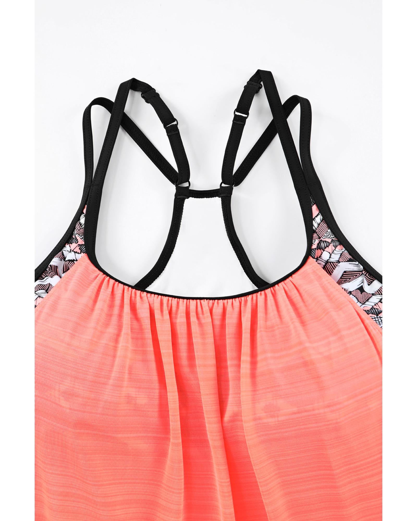 Azura Exchange Pink Printed Lined Tankini Swimsuit - S