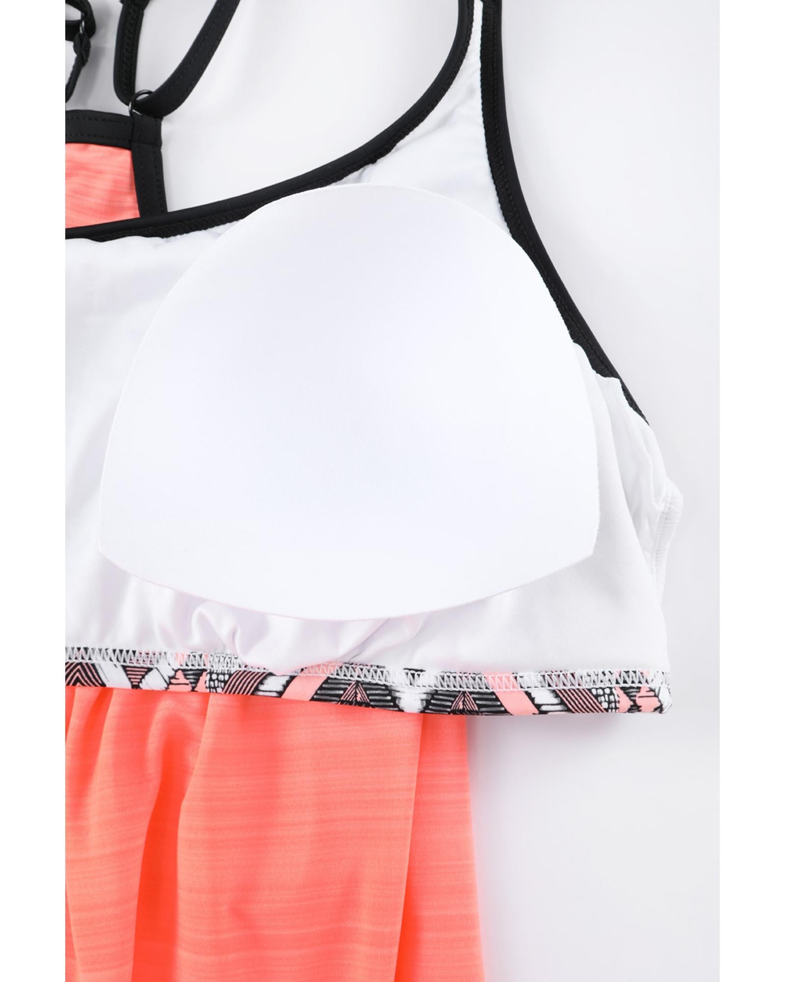 Azura Exchange Pink Printed Lined Tankini Swimsuit - S