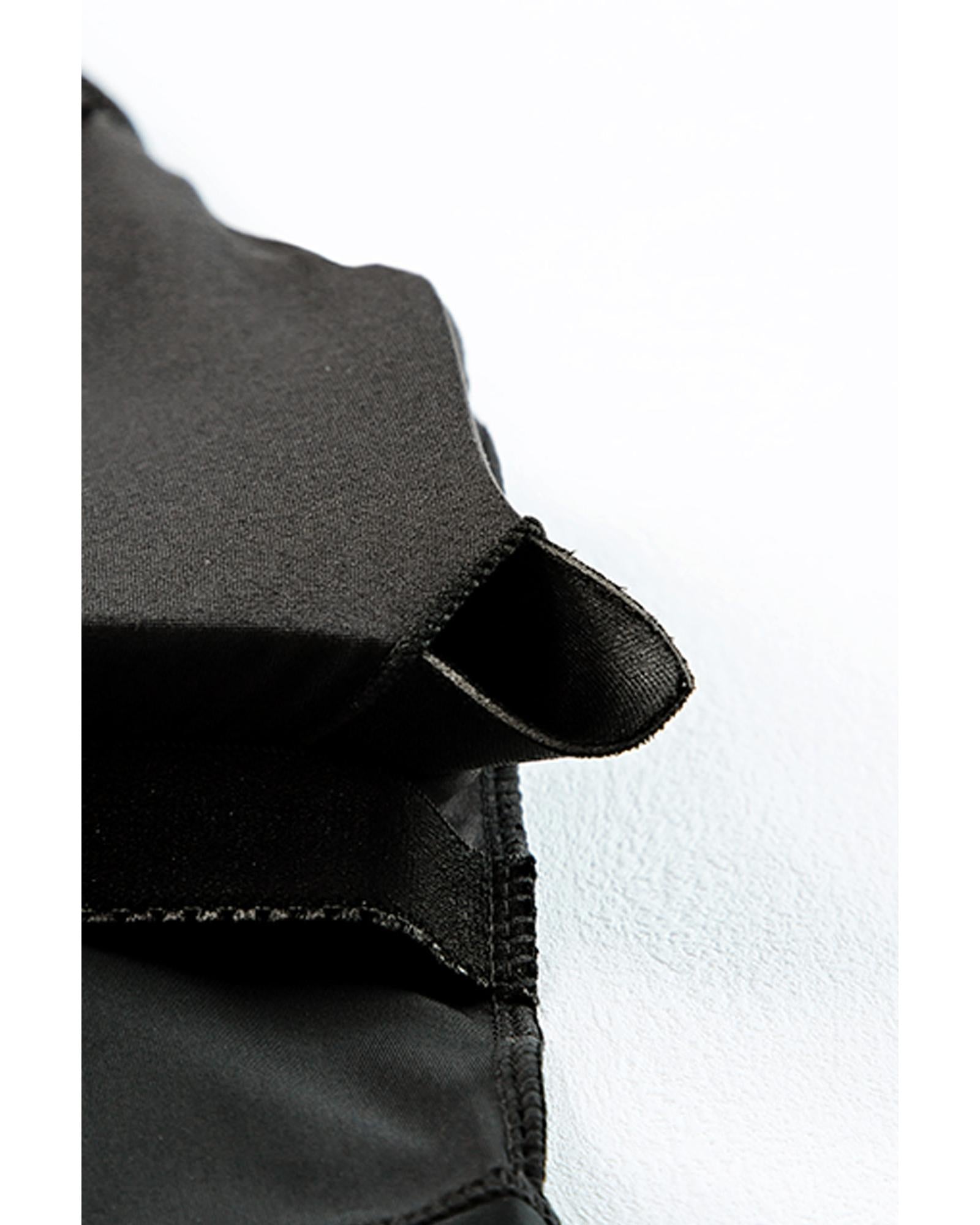 Black Square Neck Sleeveless Fashion Print Tankini Set - L