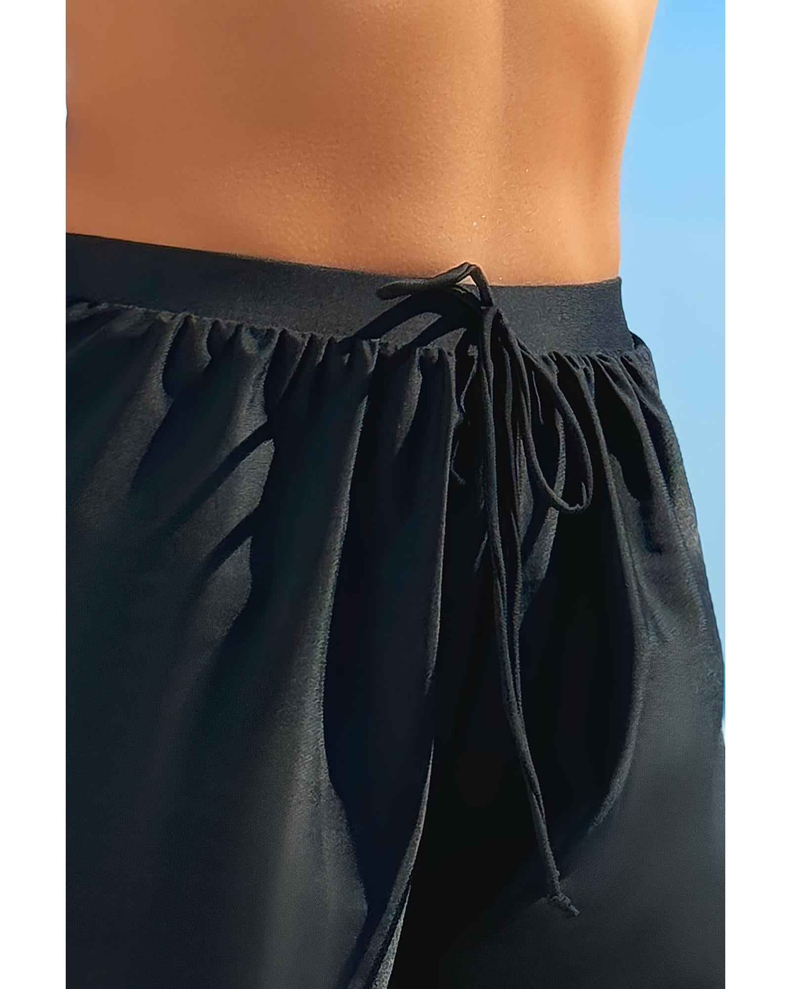 Black Scalloped Trim Beach Shorts - S