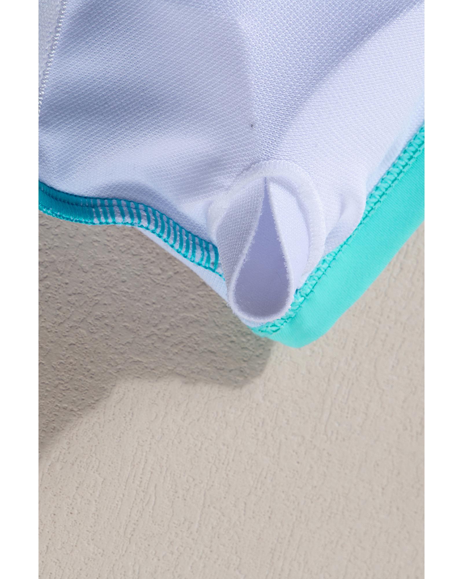 Blue Contrast Trim Crisscross Back High Waisted Bikini - M