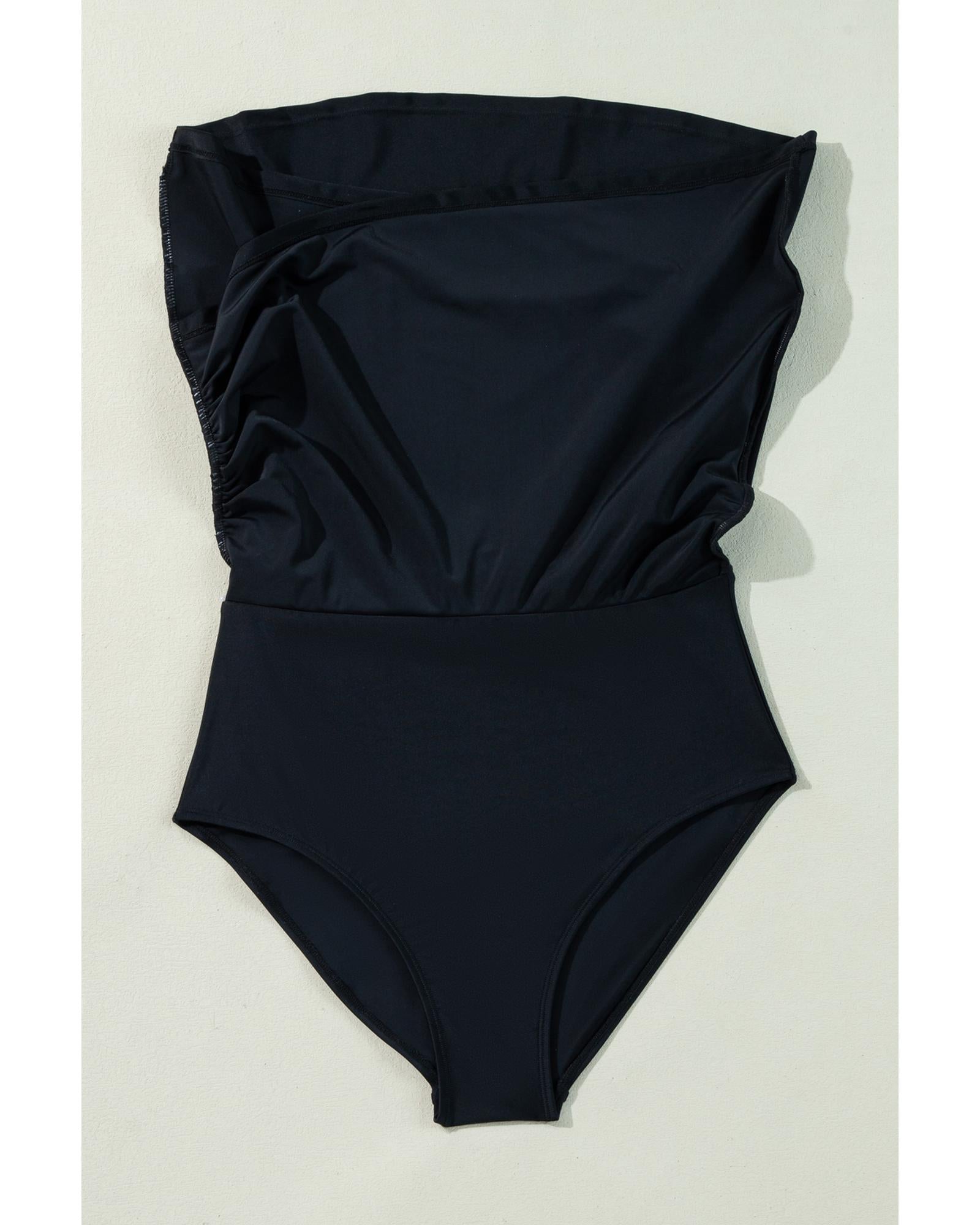 Black Crossover Bikini Tank and Skort Swimwear - M