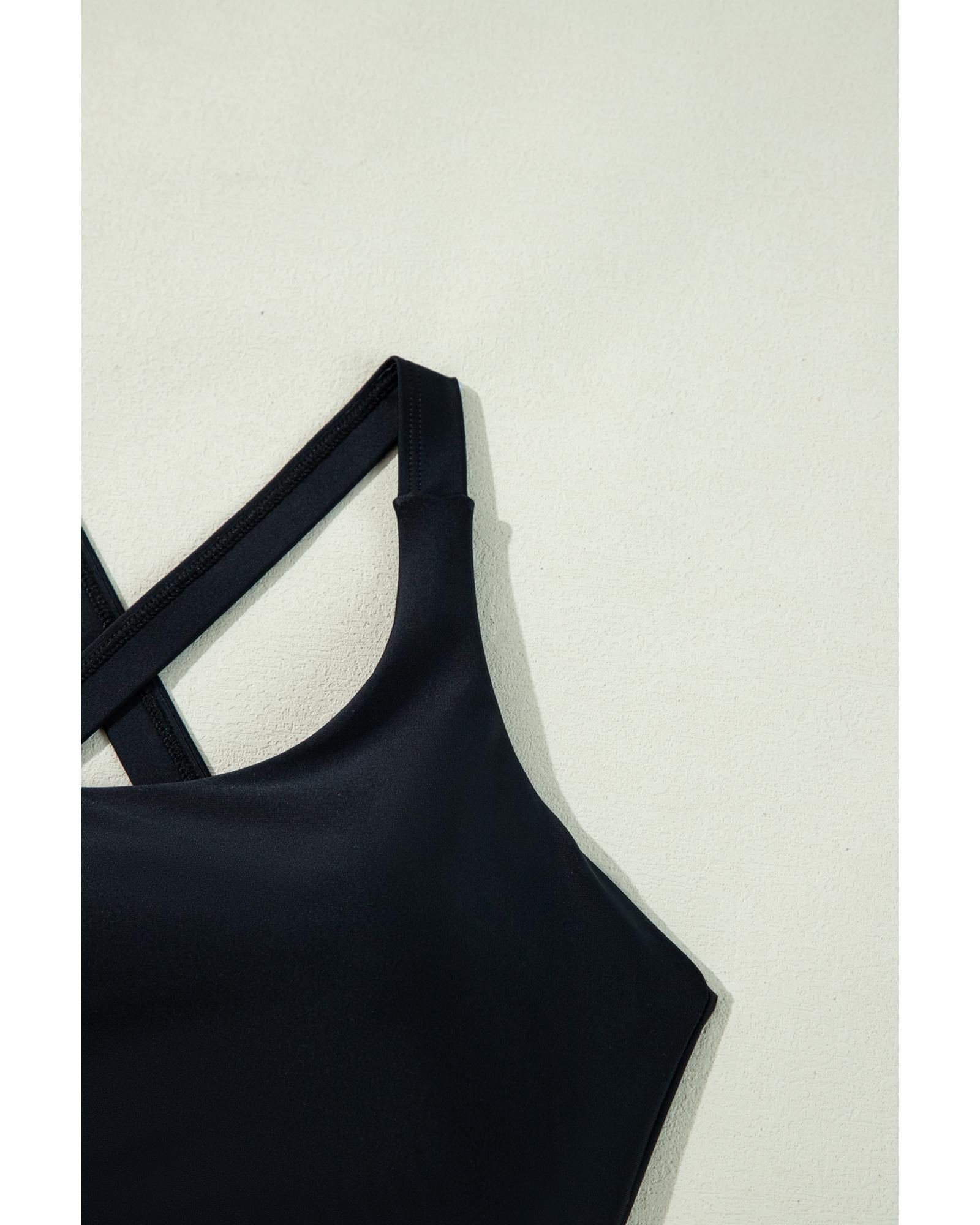 Black Crossover Bikini Tank and Skort Swimwear - S