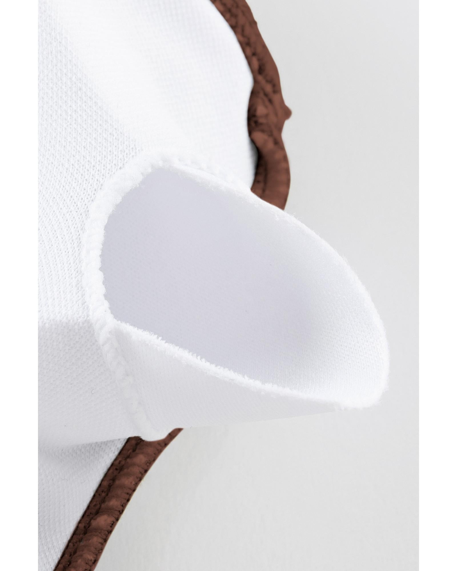 Coffee Ribbed Drawstring Sides Cutout One Piece Swimsuit - S