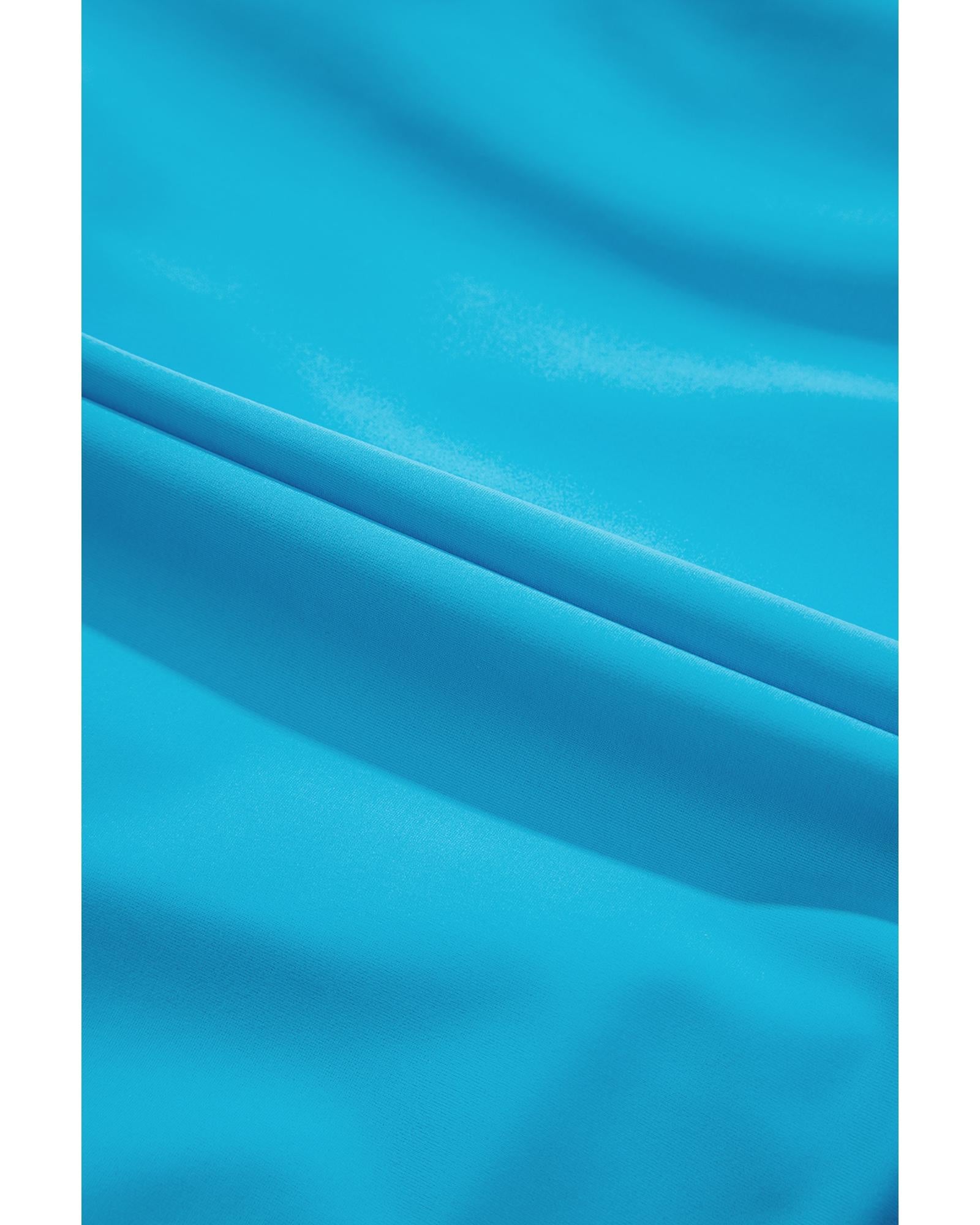 Light Blue Crossover Colorblock Cutout One Piece Swimsuit - 2XL