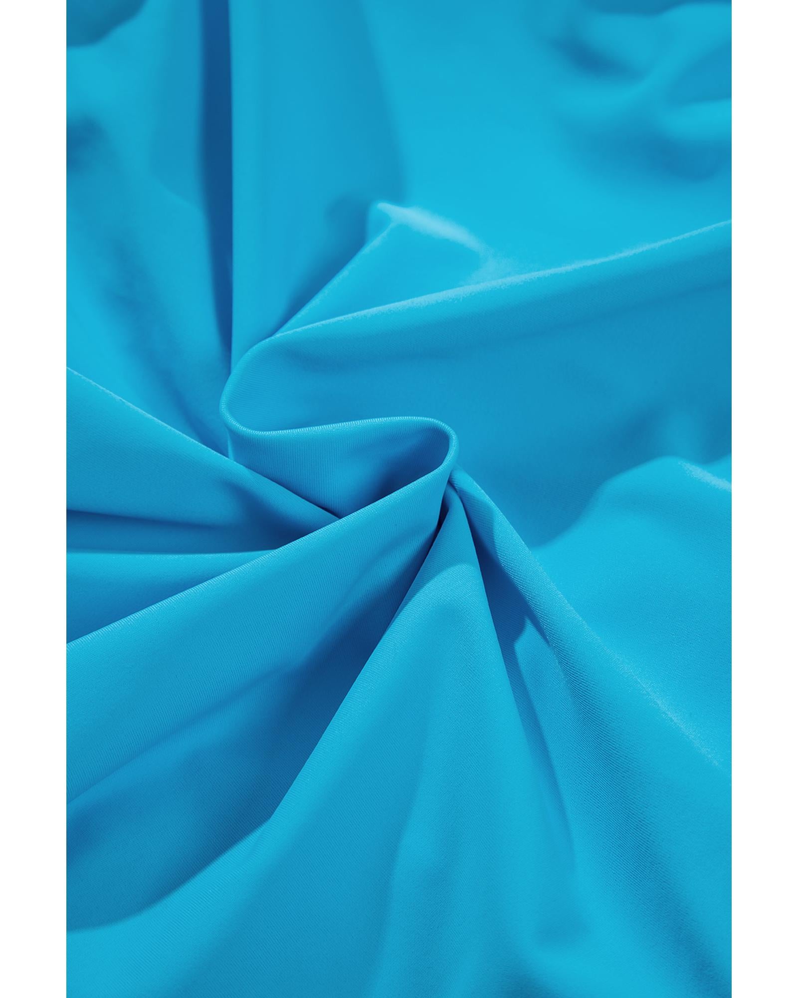 Light Blue Crossover Colorblock Cutout One Piece Swimsuit - 2XL