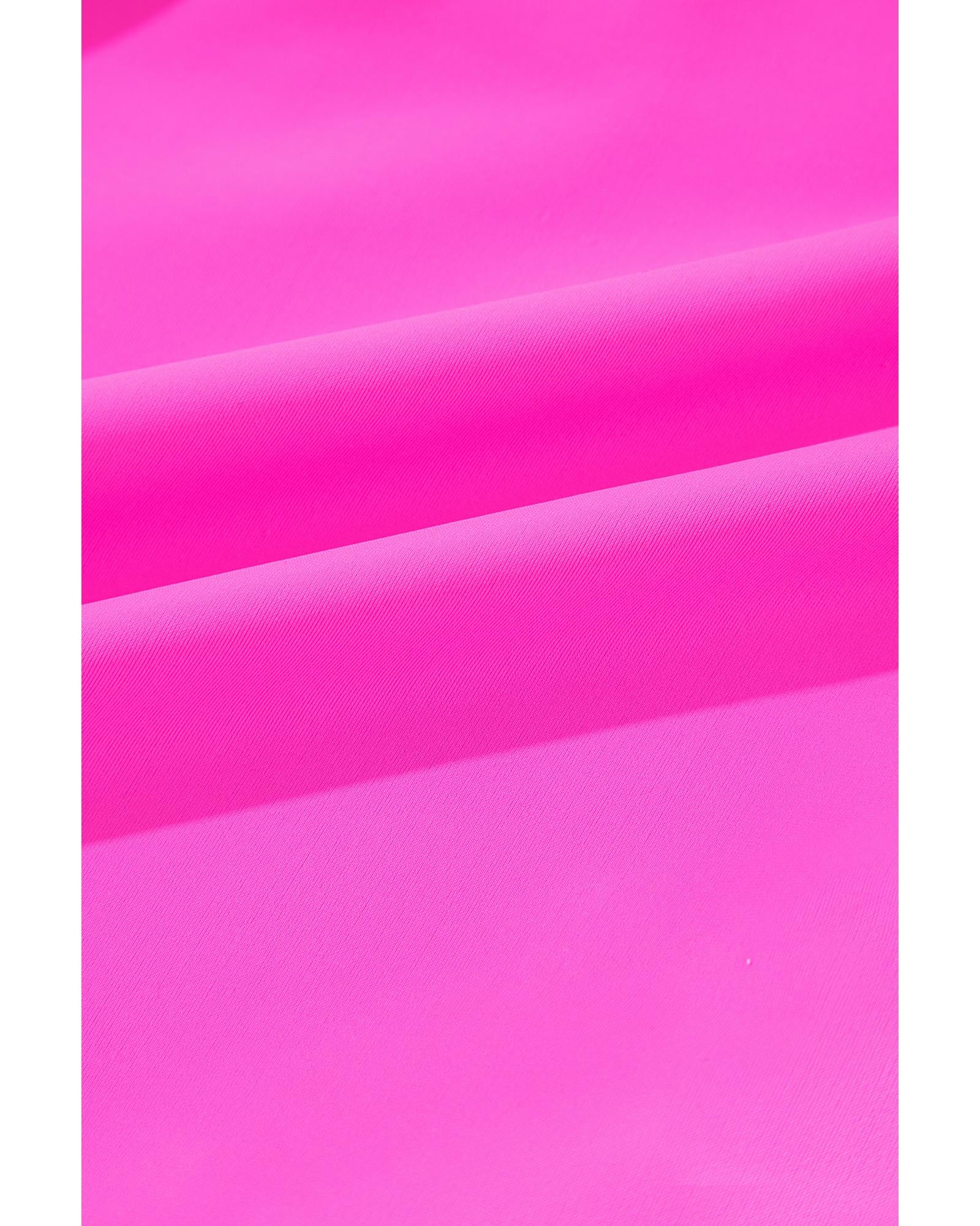 Bright Pink Cut out Twist Bowknot Backless One Piece Swimsuit - L