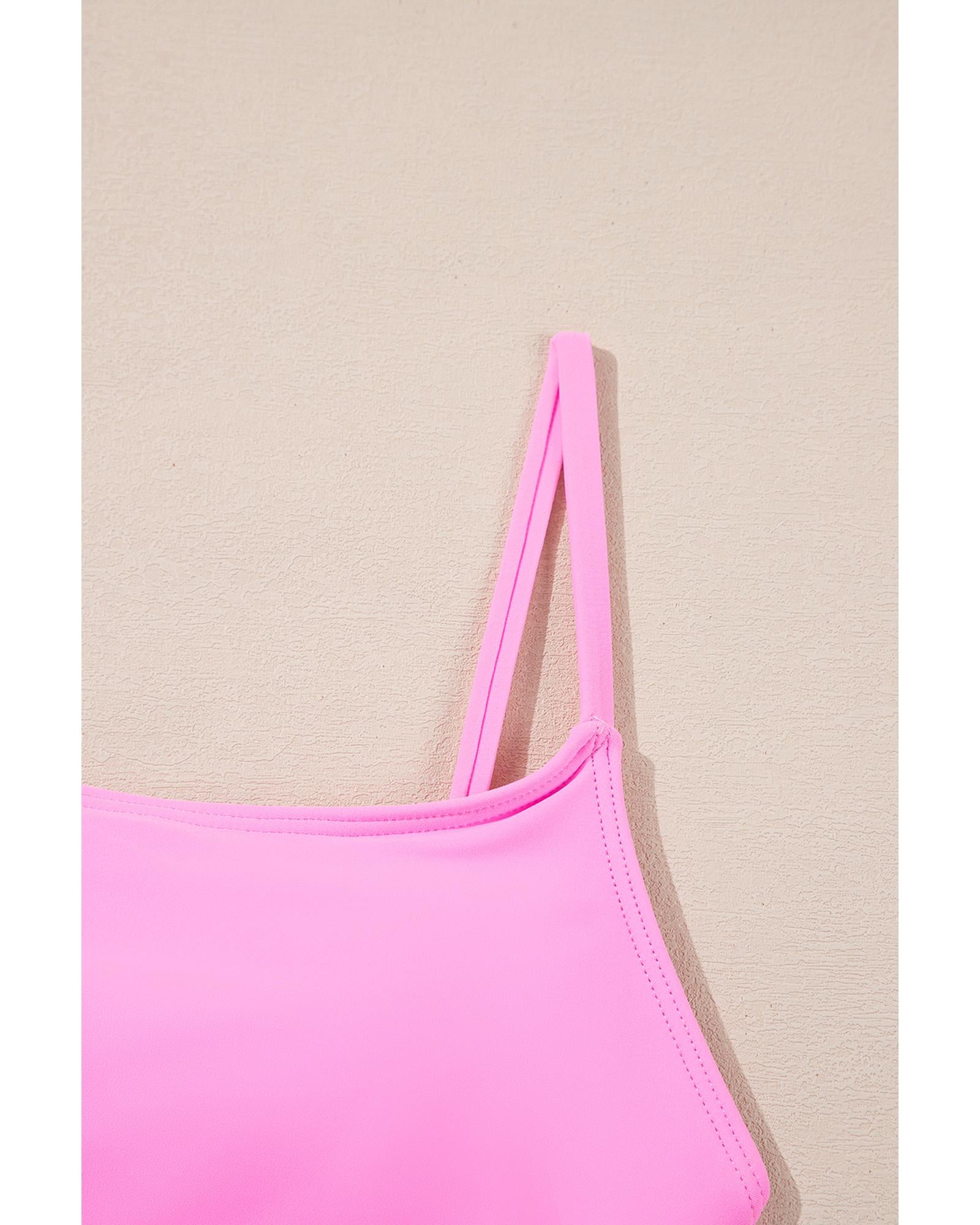 Rose O-ring Joint Leafy Print High Waist Monokini - M