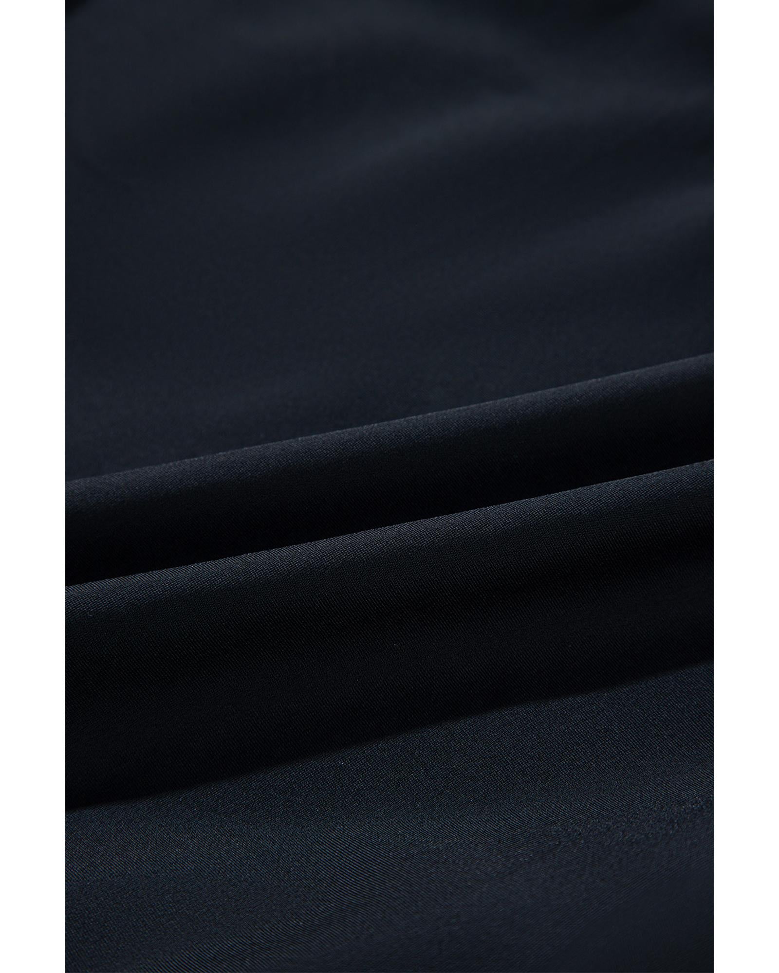 Black Color Block Ric Rac Trim U Neck One Piece Swimsuit - L